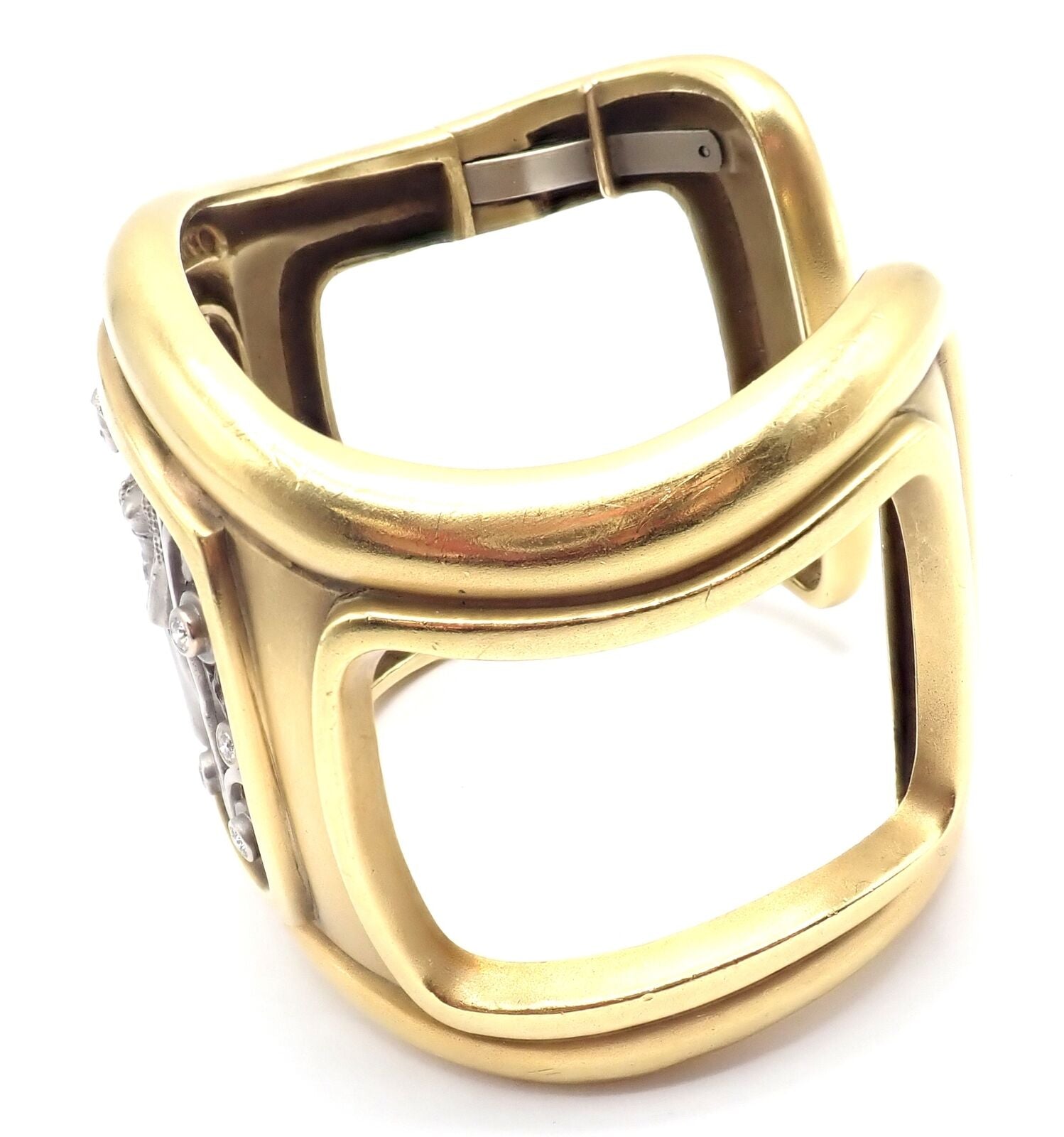 Authentic Kieselstein Cord 18k Gold Diamond Angel In My Window Bangle Bracelet - Luxury Jewelry Gift for Women, Elegant Party & Wedding Accessory