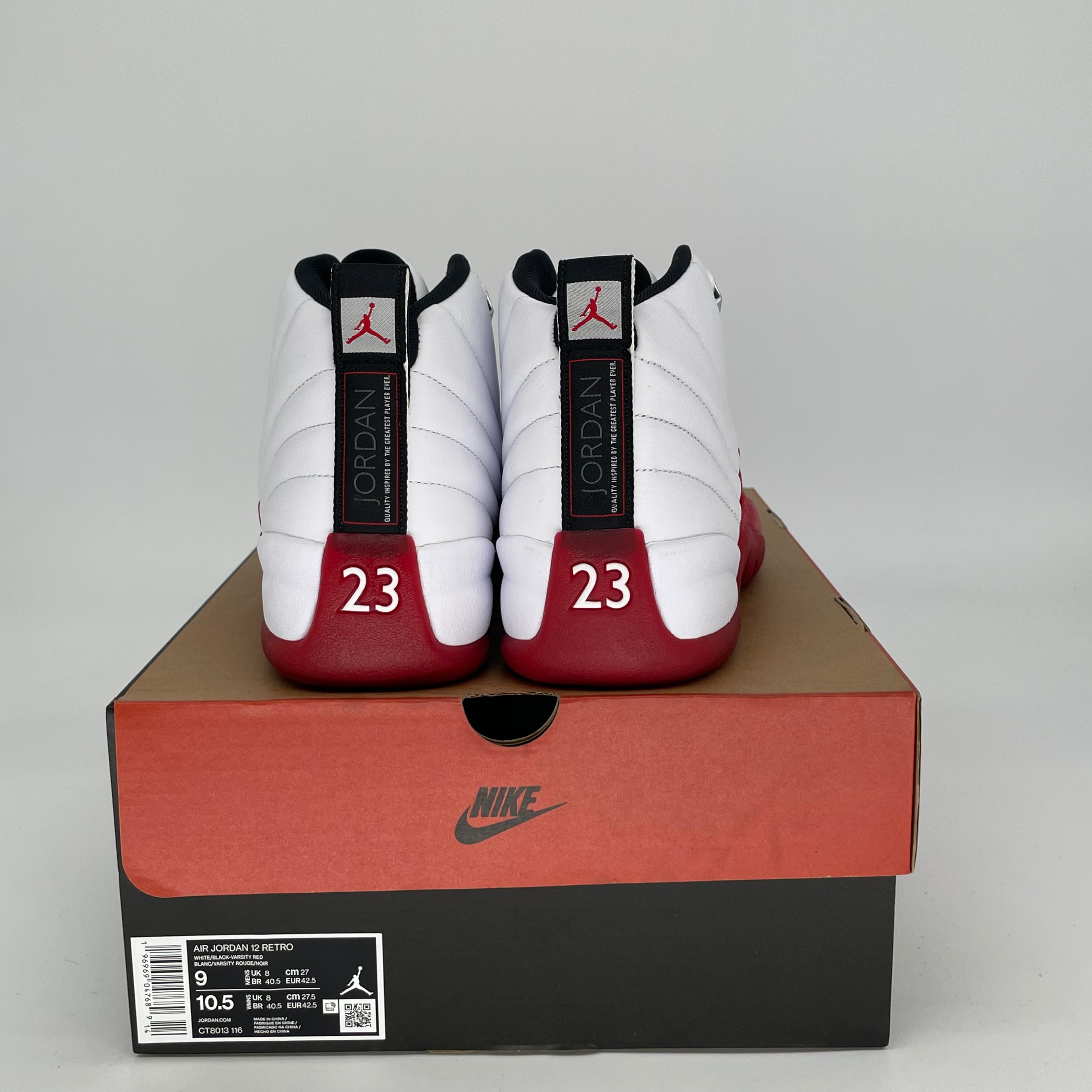 AIR JORDAN 12 CHERRY Basketball Shoes - Size 9/10.5 Women's - Style CT8013-116 - Perfect for Streetwear & Court Performance