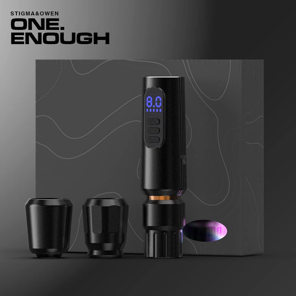 Professional Wireless Tattoo Machine Kit - Rotary Tattoo Pen with German Coreless Motor & 2000mAh Battery, Includes 2 Free Grips (EM149 Black) - Perfect for Tattoo Artists & Beginners, Home & Studio Use