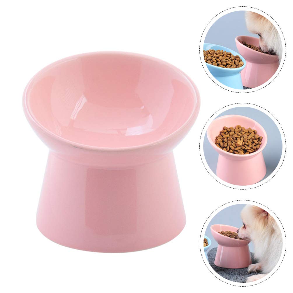 Balacoo 1-Piece Beveled Edge Ceramic Pet Bowl - Elevated High Base Dog & Cat Food Dish - Durable Pet Feeder for Small & Large Breeds - Perfect for Dry/Wet Food, Water, and Treats - Ideal for Home, Travel, and Outdoor Use