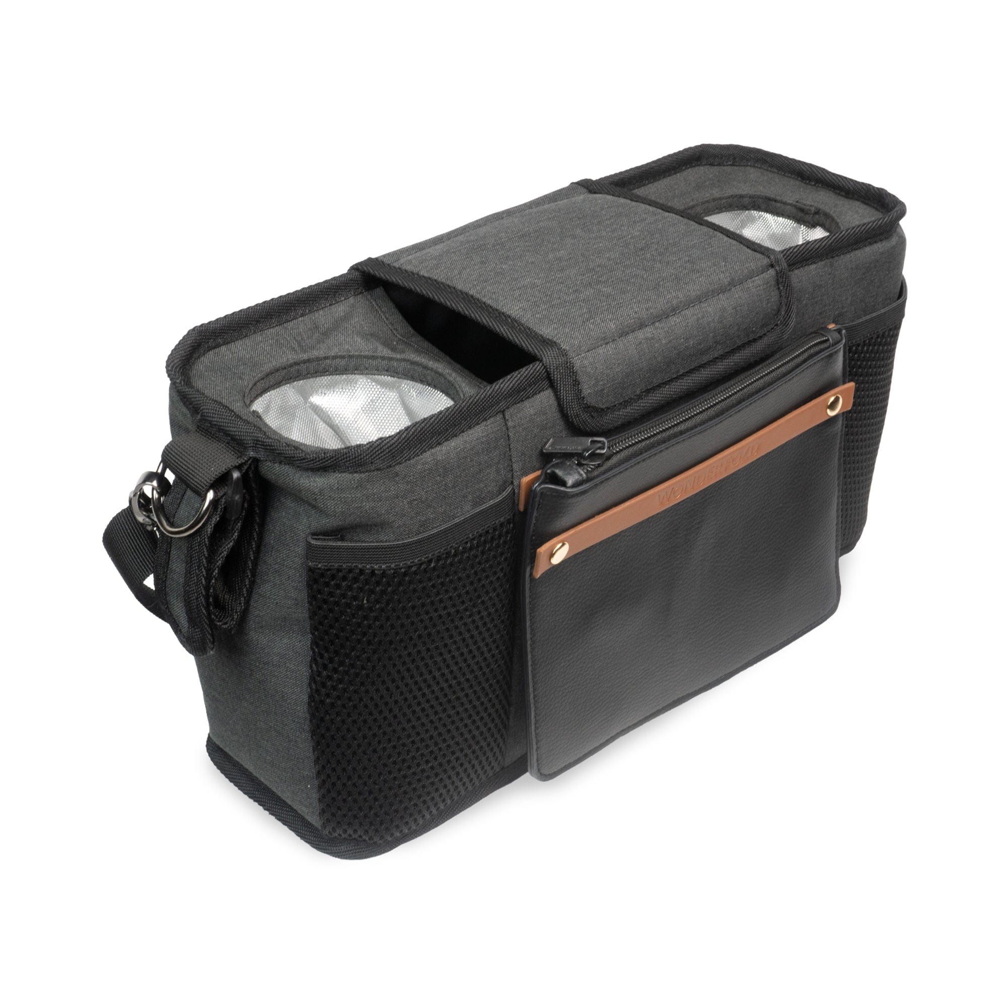 Wonderfold Parent Console with 2 Cup Holders - Premium Stroller Organizer for Diapers, Phones & Essentials - Perfect for Walks, Shopping & Family Outings