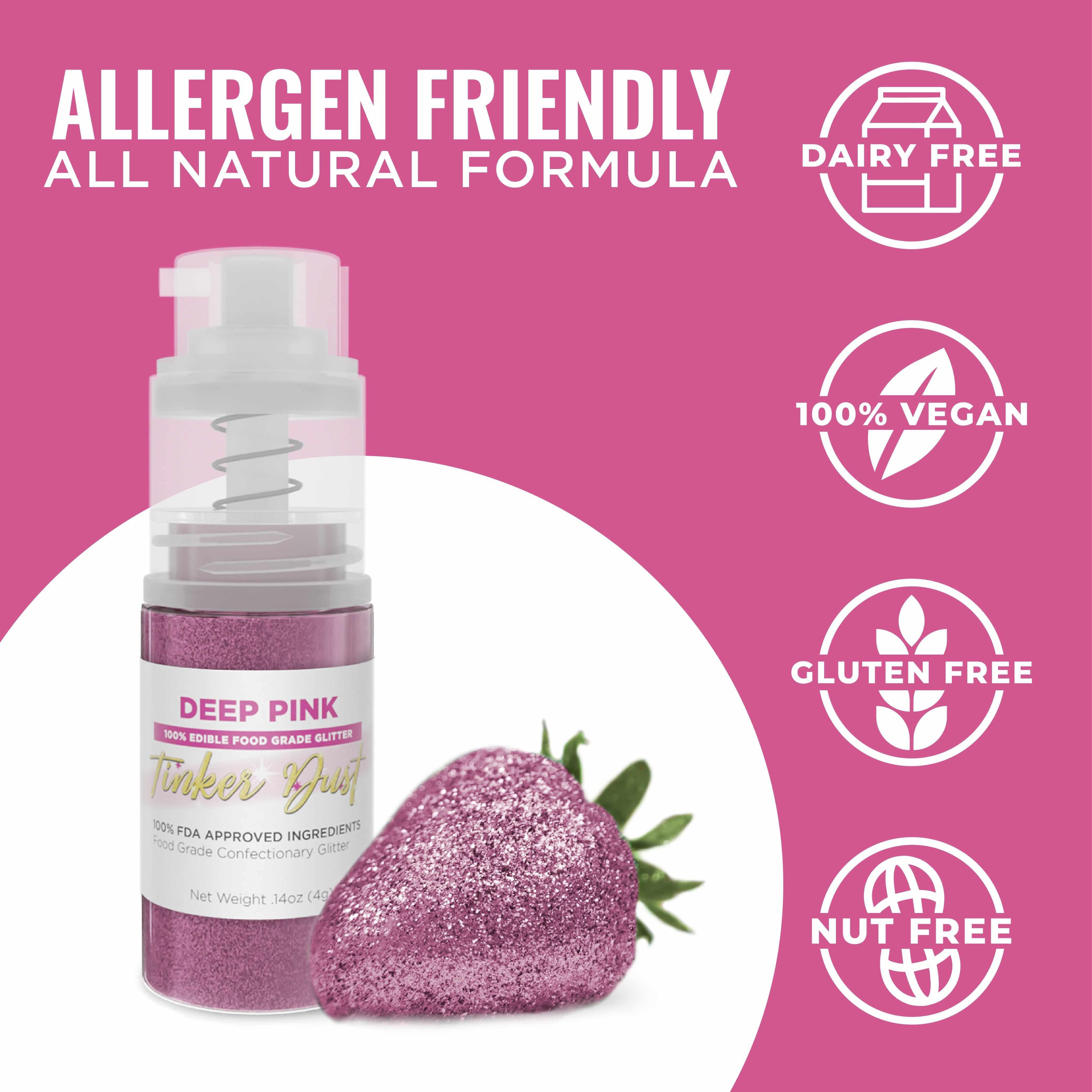 Deep Pink Edible Glitter Spray 4g Pump | Tinker Dust® | Perfect for Cake Decorating, Cupcake Toppers & DIY Crafts