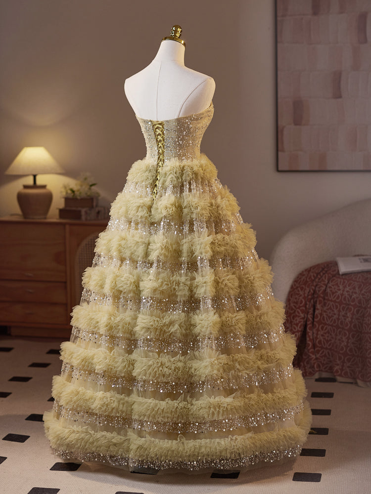 Elegant Sweetheart Neckline Tulle Sequin Emerald Green Prom Dress | Puffy Long Sweet 16 Gown for Formal Events & Quinceañera Celebrations | Perfect for Homecoming, Ballroom Dances & Special Occasions