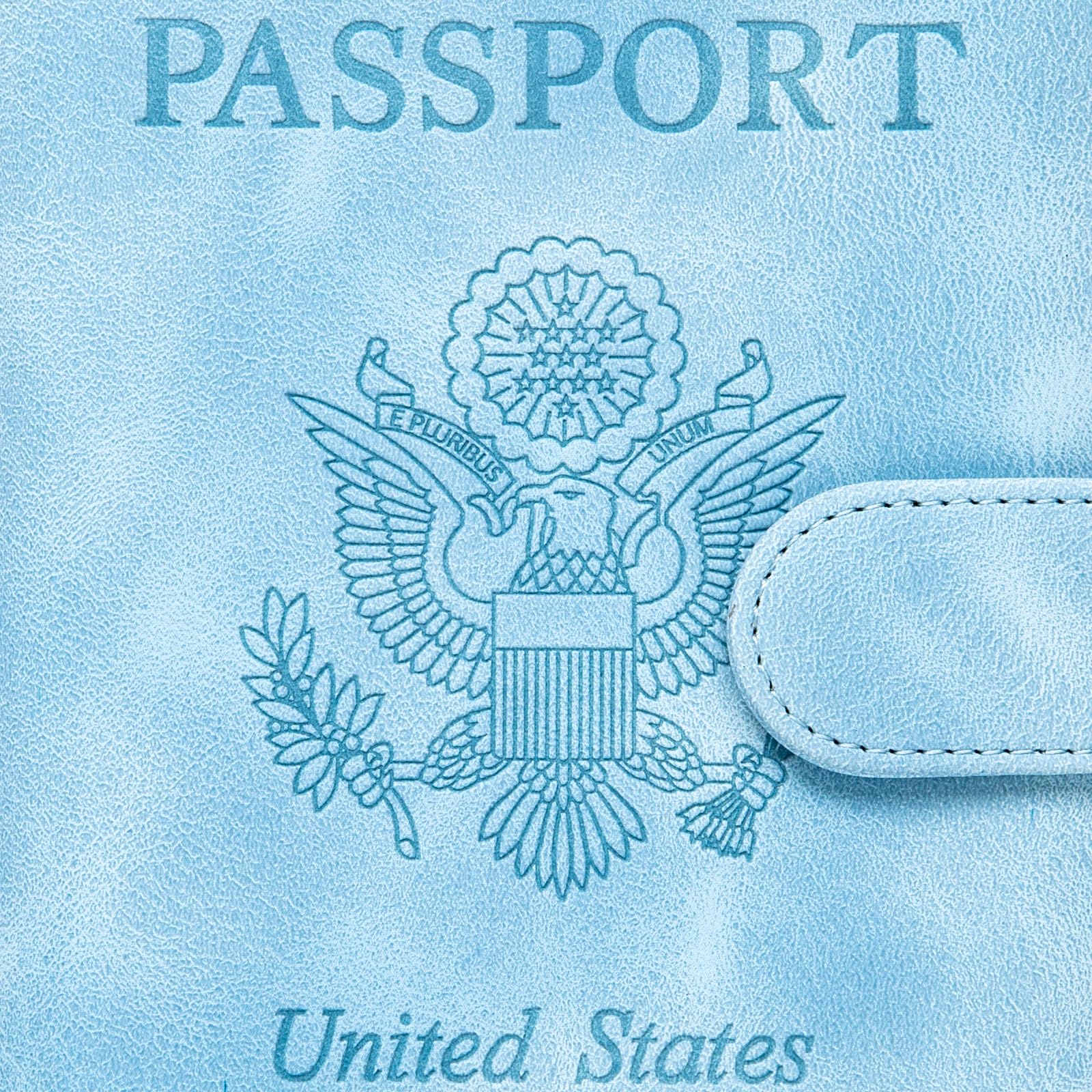 RFID Blocking Passport Holder & Cover Wallet - Travel Essentials for Women & Men (Light Blue) - Perfect for Airports, Vacations & International Trips