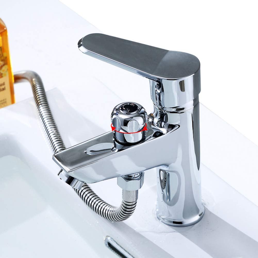 Single Handle Bathroom Sink Faucet with Pull-Out Sprayer - Deck Mount Hot & Cold Water Mixer Tap for Modern Vanities - Perfect for Kitchen, Bathroom, and Laundry Room Sinks