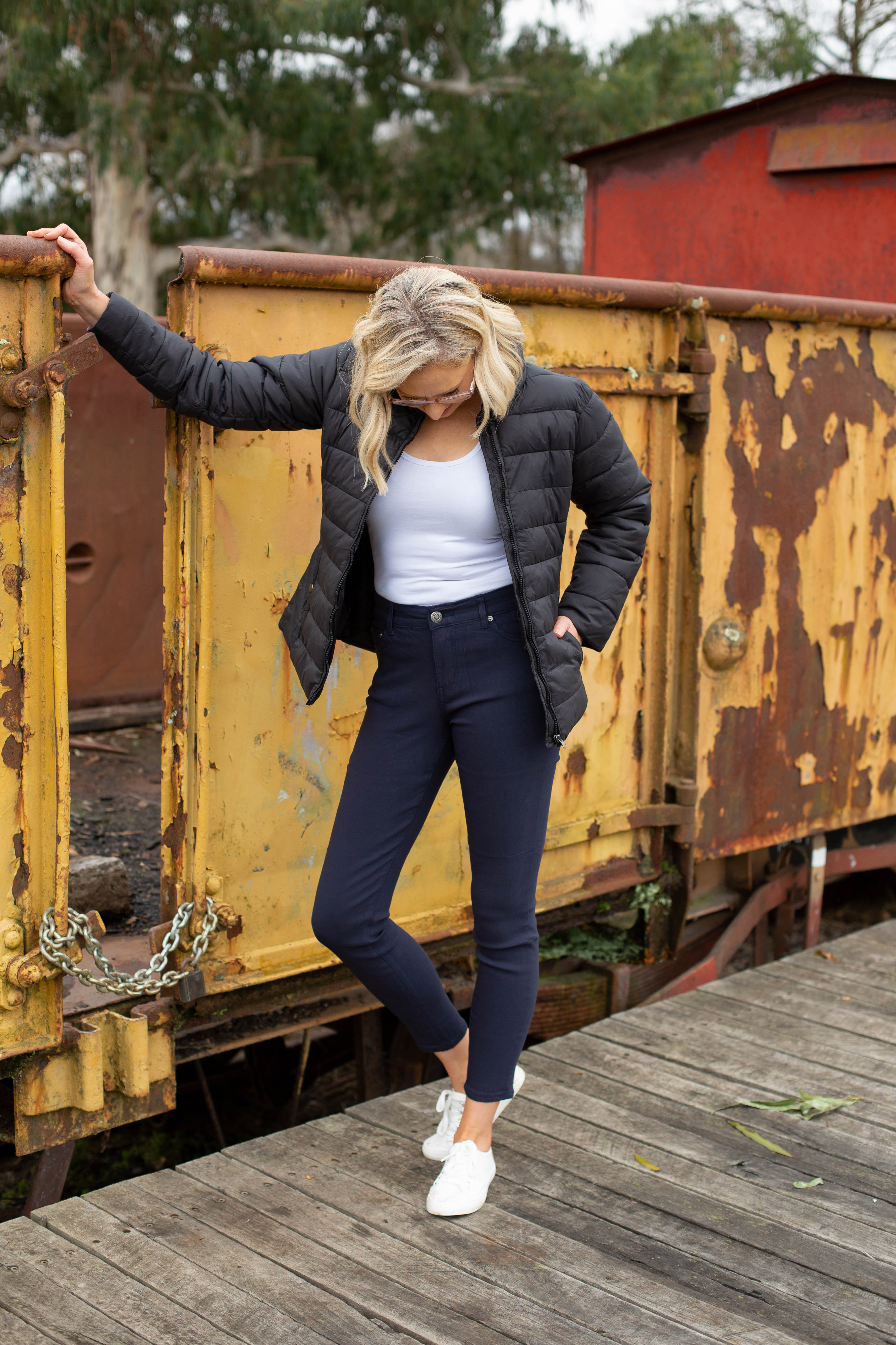Austin Ultra Stretch Jean Pants for Women - Navy Blue Denim Slim Fit Comfortable Stretchy Jeans - Perfect for Work, Travel & Casual Wear