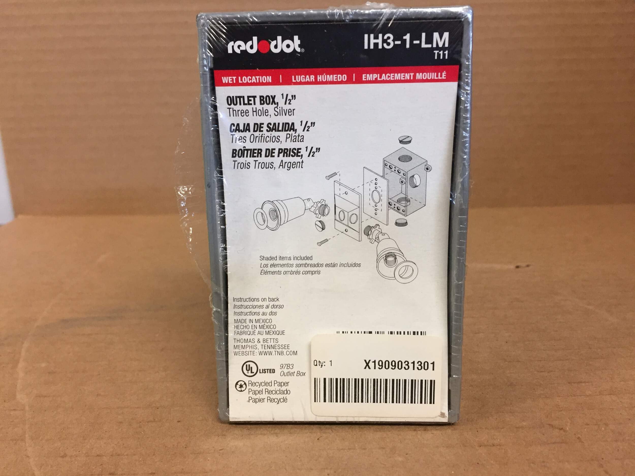 3 Hole Outlet Box BOX01038/IH3-1-LM - Electrical Junction Box for Home & Commercial Wiring, DIY Projects, and Electrical Installations