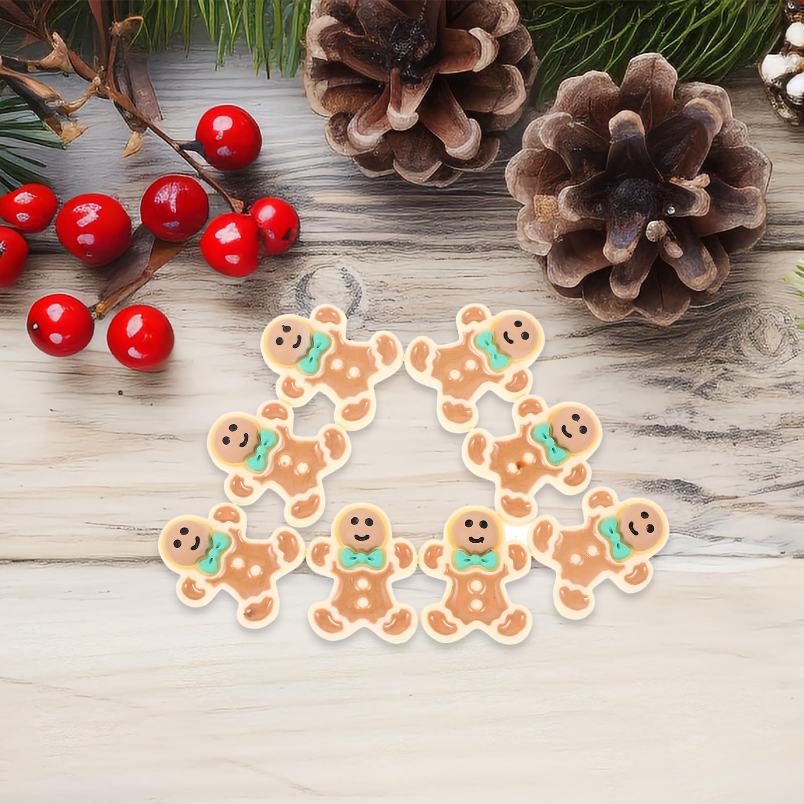 NUOBESTY 40pcs Resin Gingerbread Man Ornaments - Christmas Tree Decorations, DIY Crafts, Phone Case & Keychain Accessories - Perfect for Holiday Decor, Gift Giving, and Festive Home Party Scenes