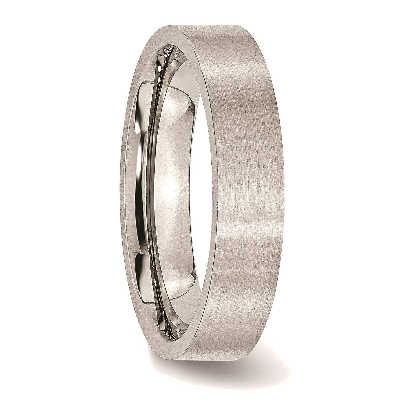 Bonyak Stainless Steel 5mm Brushed Flat Band Ring - Size 6 | Durable Wedding Band, Anniversary Gift for Him/Her, Everyday Unisex Jewelry for Men & Women
