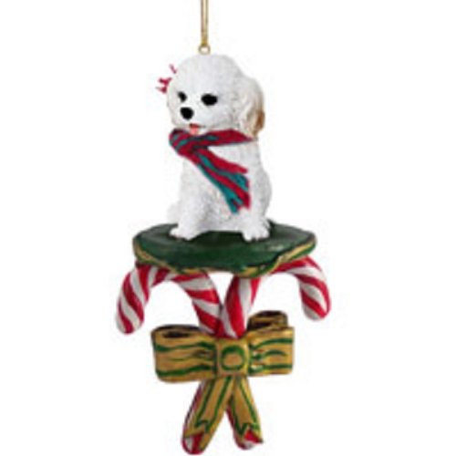 White Cockapoo Dog Candy Cane Christmas Ornament - Perfect for Holiday Tree Decorations & Festive Home Decor