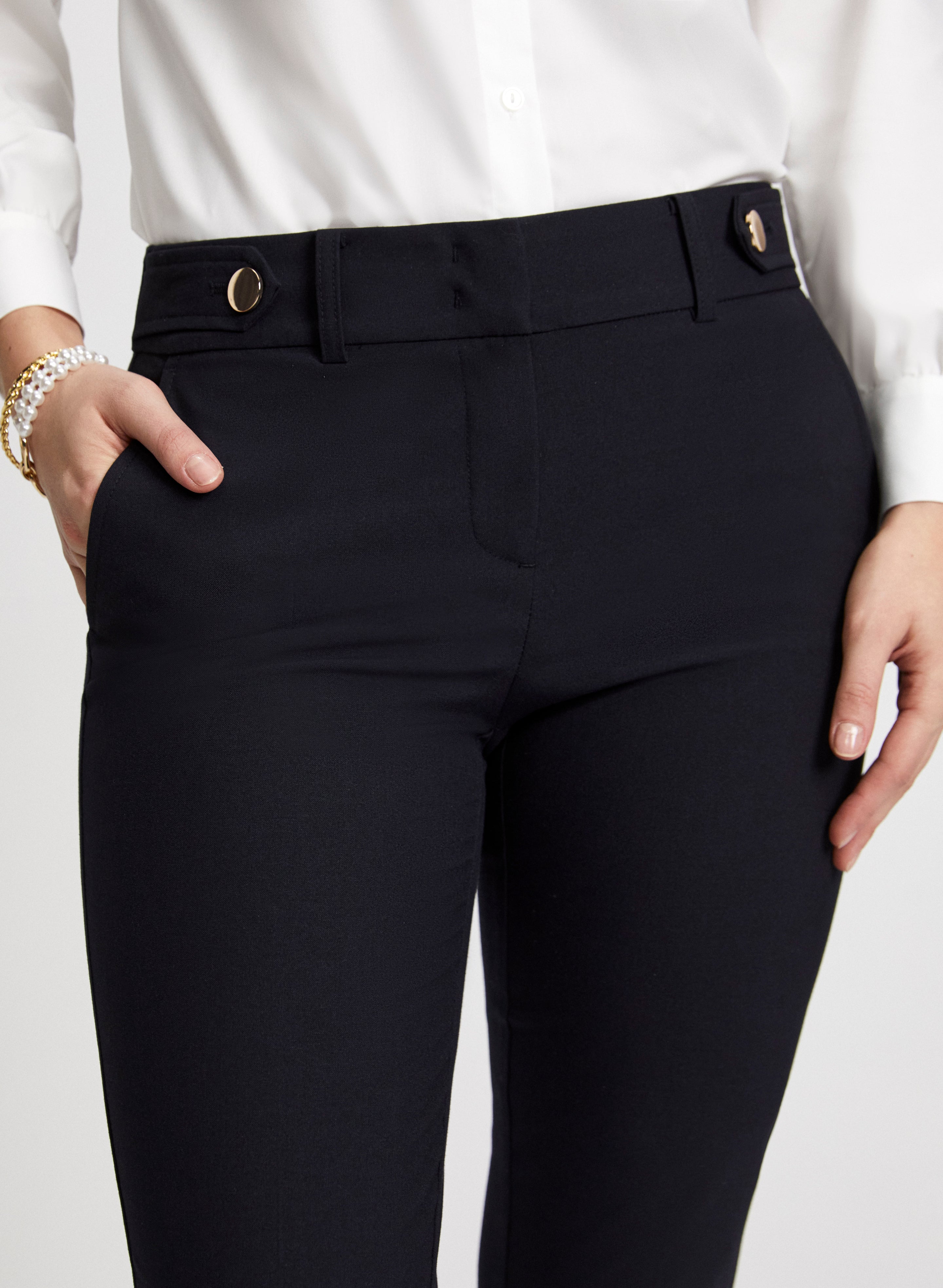 Emma Slim Leg Pants for Women - High Waisted Stretchy Work Pants - Comfortable Office Pants for Business Casual & Professional Wear