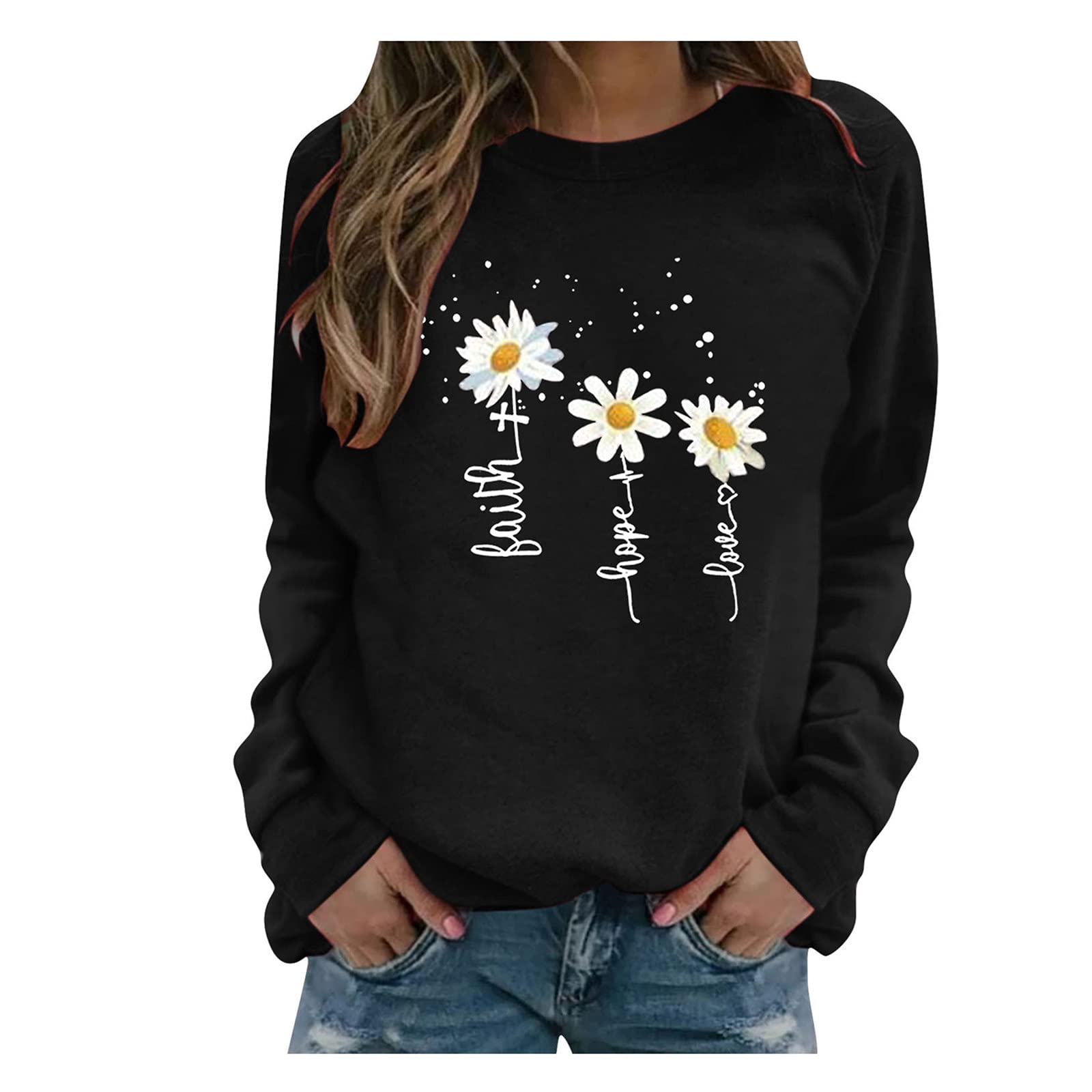 Women's Fashion Loose Printed Long Sleeve Hooded Sweatshirt Pullover - Casual Streetwear Hoodie for Teens & Girls (Perfect for School, Gym & Weekend Outfits)