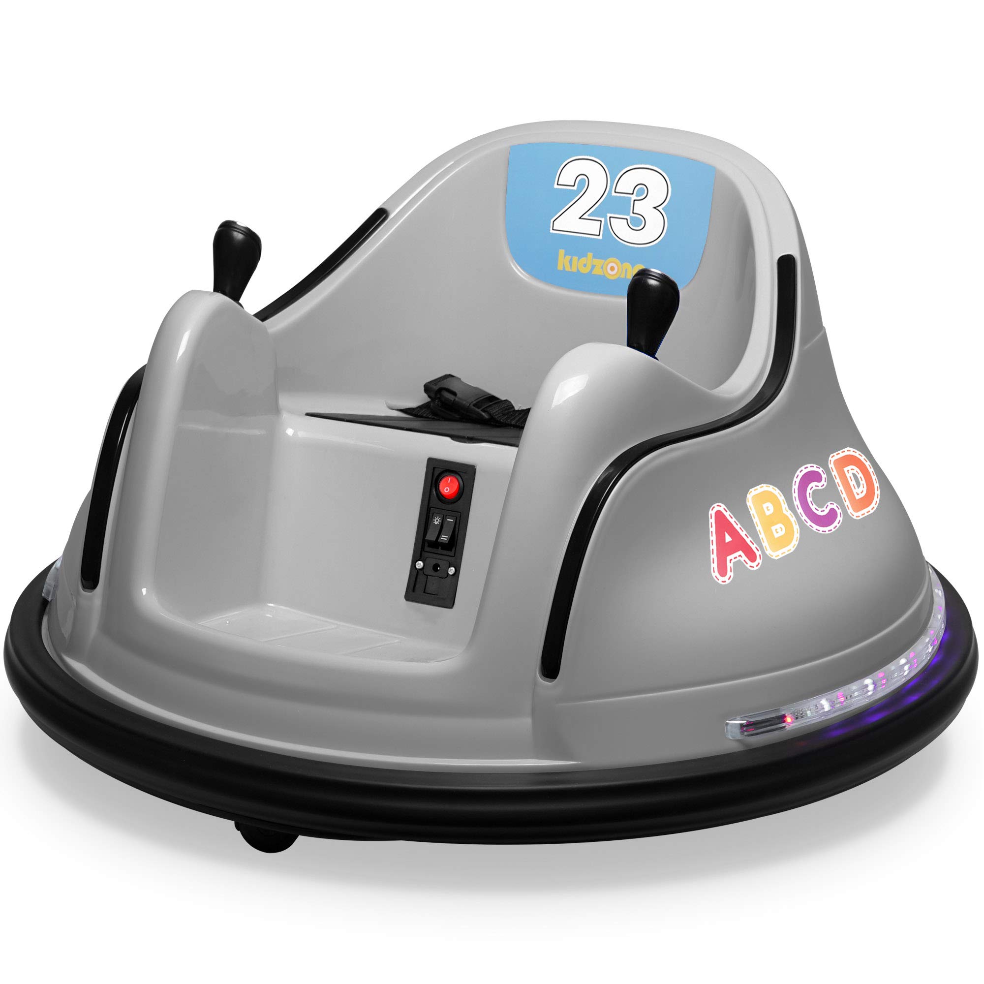 Kidzone 12V Electric Ride On Bumper Car for Kids Ages 1.5-5 Years - 2-Speed Remote Control Toy with LED Lights, Bluetooth Music & 360° Spinning - ASTM Certified Safe Toddler Ride-On Toy for Indoor/Outdoor Play, Birthday Gifts & Family Fun