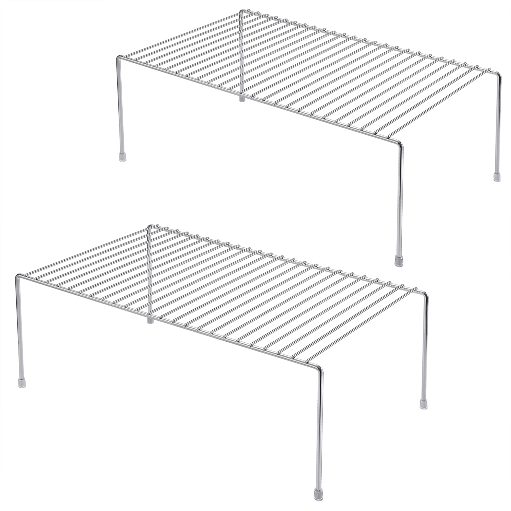iPEGTOP Set of 2 Rustproof Steel Kitchen Cabinet Organizers - 13 x 9.4 Inch Freezer & Pantry Shelf Rack - Space Saving Storage for Utensils, Spices & Small Appliances - Perfect for Countertops, Cabinets & Small Kitchen Organization