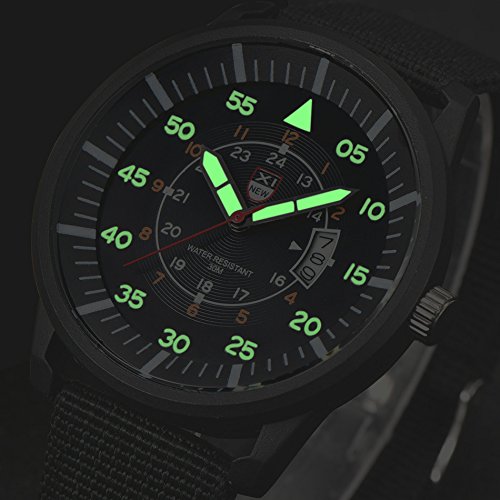 UOCUFY Men's Military Watch - Black Stainless Steel Quartz Watch with Date, Waterproof Sport Watch for Outdoor, Hiking & Casual Wear | Luxury Mens Wristwatch for Business & Formal Occasions