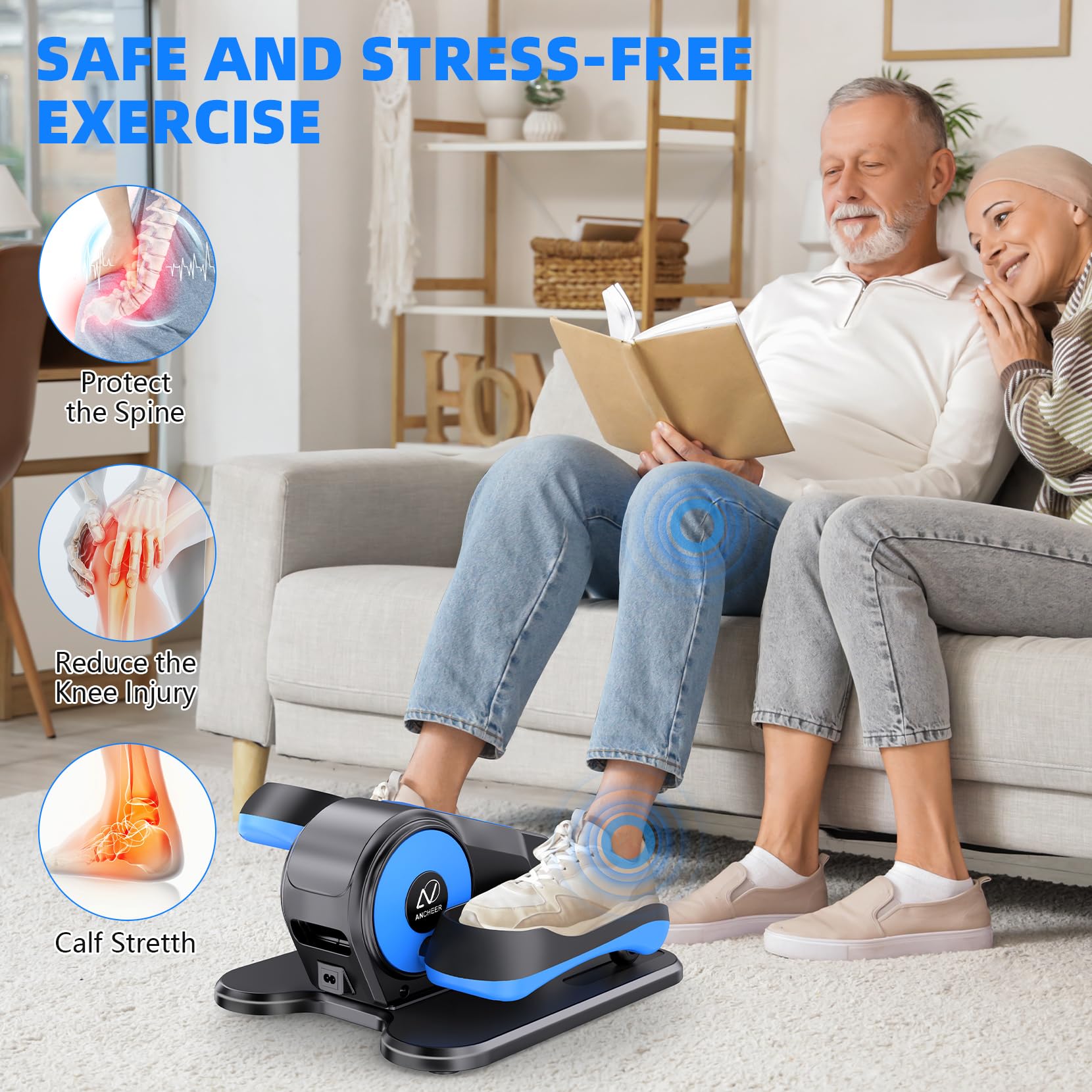 ANCHEER Under Desk Elliptical Machine - 12-Speed Adjustable Quiet Electric Pedal Exerciser for Seniors & Office Workers with Remote Control | Portable Seated Leg Workout for Home & Office Use