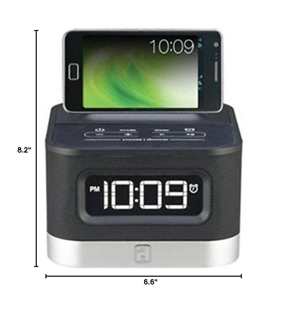 iHome iC50B Universal FM Stereo Alarm Clock Radio with USB Charging for Android & Smartphones - Bedside Nightstand, Office, Travel, Dorm Room Essential