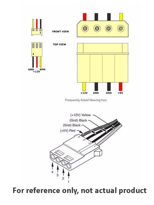 4 Pin Molex Male to Female Connector Housing (Black) - AMP MATE-N-LOK 1-480424-0 - for PC Power Supply, LED Strips & Computer Wiring