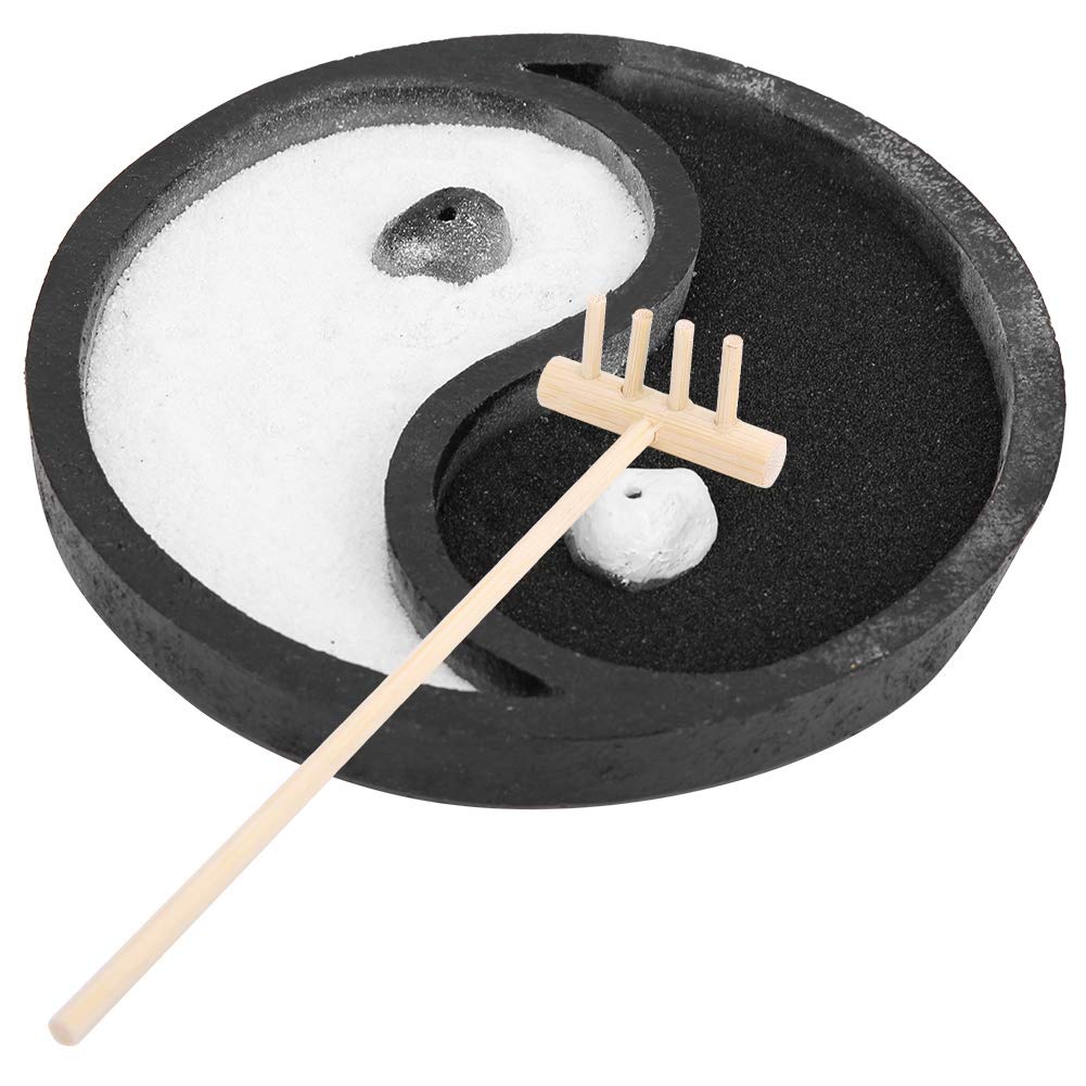 Cyrank Zen Meditation Garden Kit - Black & White Sand Garden with Rake for Desk, Stress Relief & Office Decor | Perfect for Mindfulness, Meditation & Home Office Relaxation