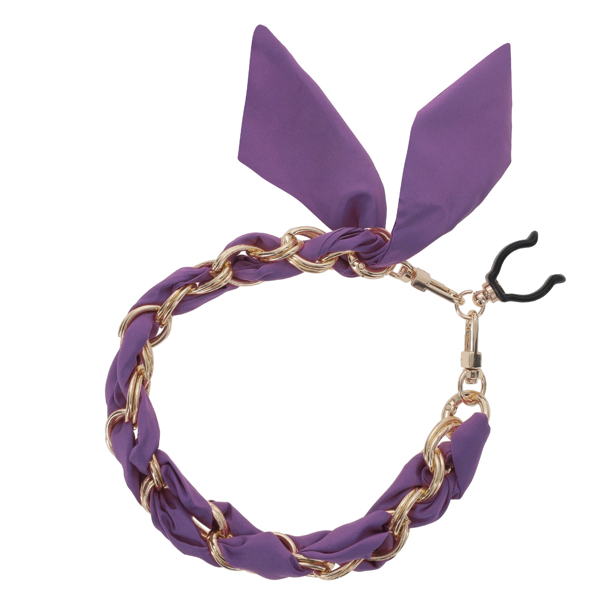 18mm & 25mm Gold Chain Wrist Strap with Luxury Purple Silk Satin Scarf - Elegant Cane Accessory for Walking Sticks & Fashionable Outfits