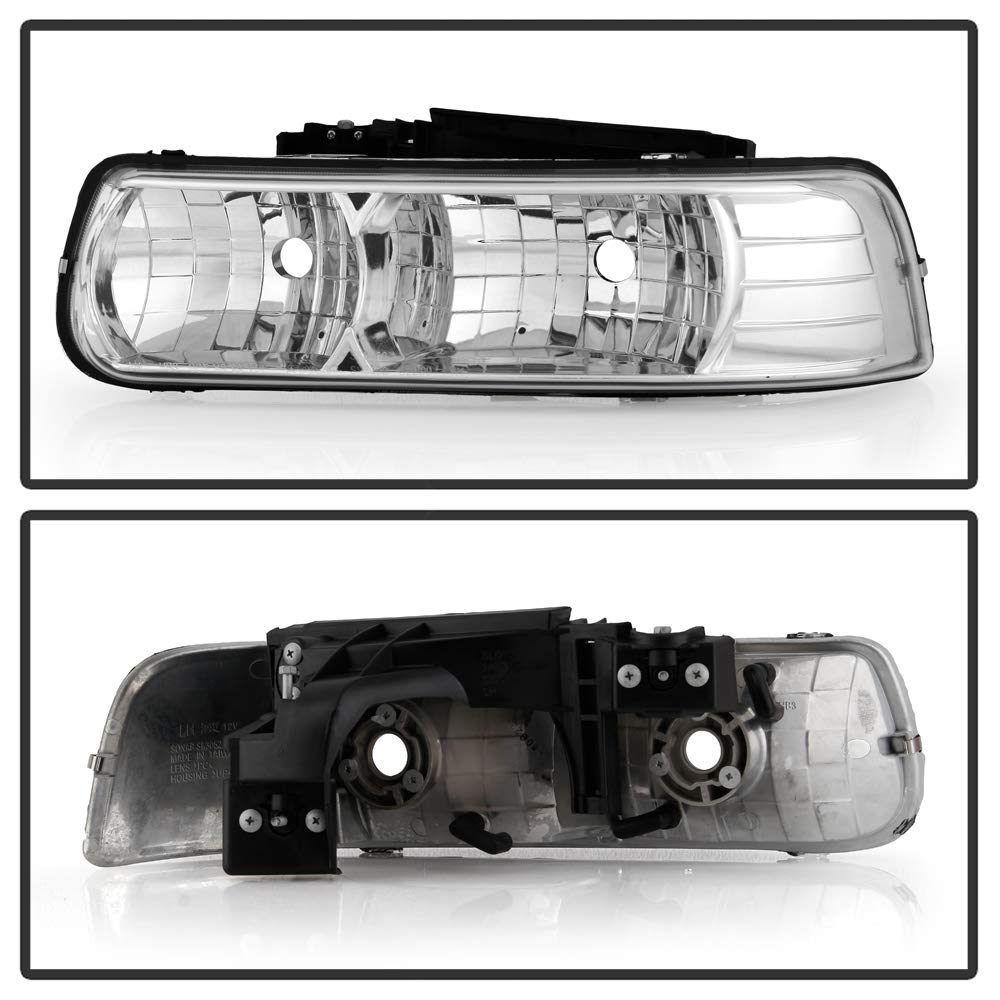 ACANII Chrome Crystal Headlights for 1999-2002 Chevy Silverado 1500/2500/3500 & 00-06 Tahoe Suburban - Pair Set | Durable & Bright LED Replacement for Night Driving & Off-Road Adventures