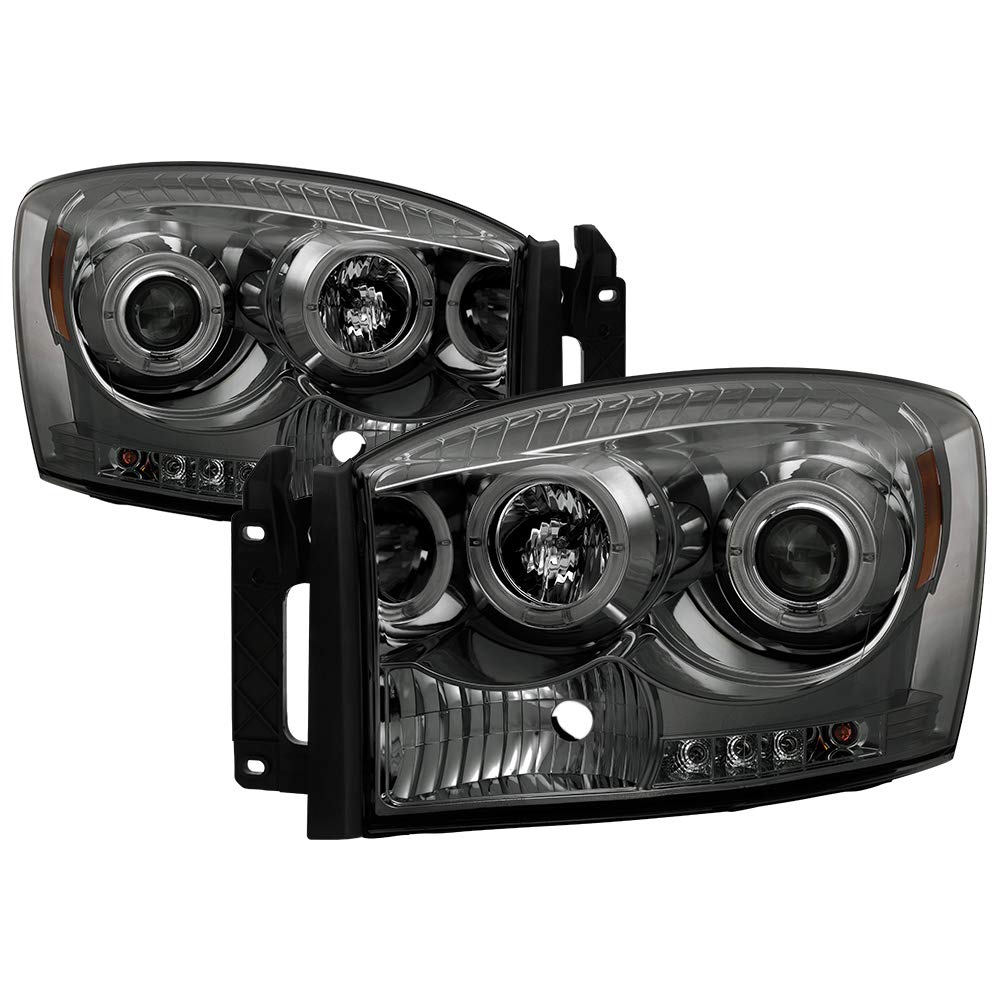 High-Performance LED Halo Headlights for Dodge Ram 1500 (2006-2008) - Chrome/Smoked Lens - Durable & Bright for Night Driving & Off-Road Adventures
