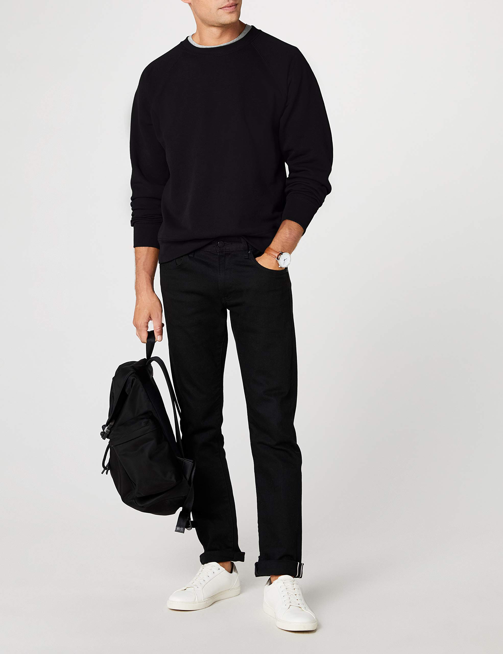 Fruit of the Loom Men's Lightweight Raglan Sweatshirt - Black, Size S - Comfortable Casual Pullover for Everyday Wear & Lounge