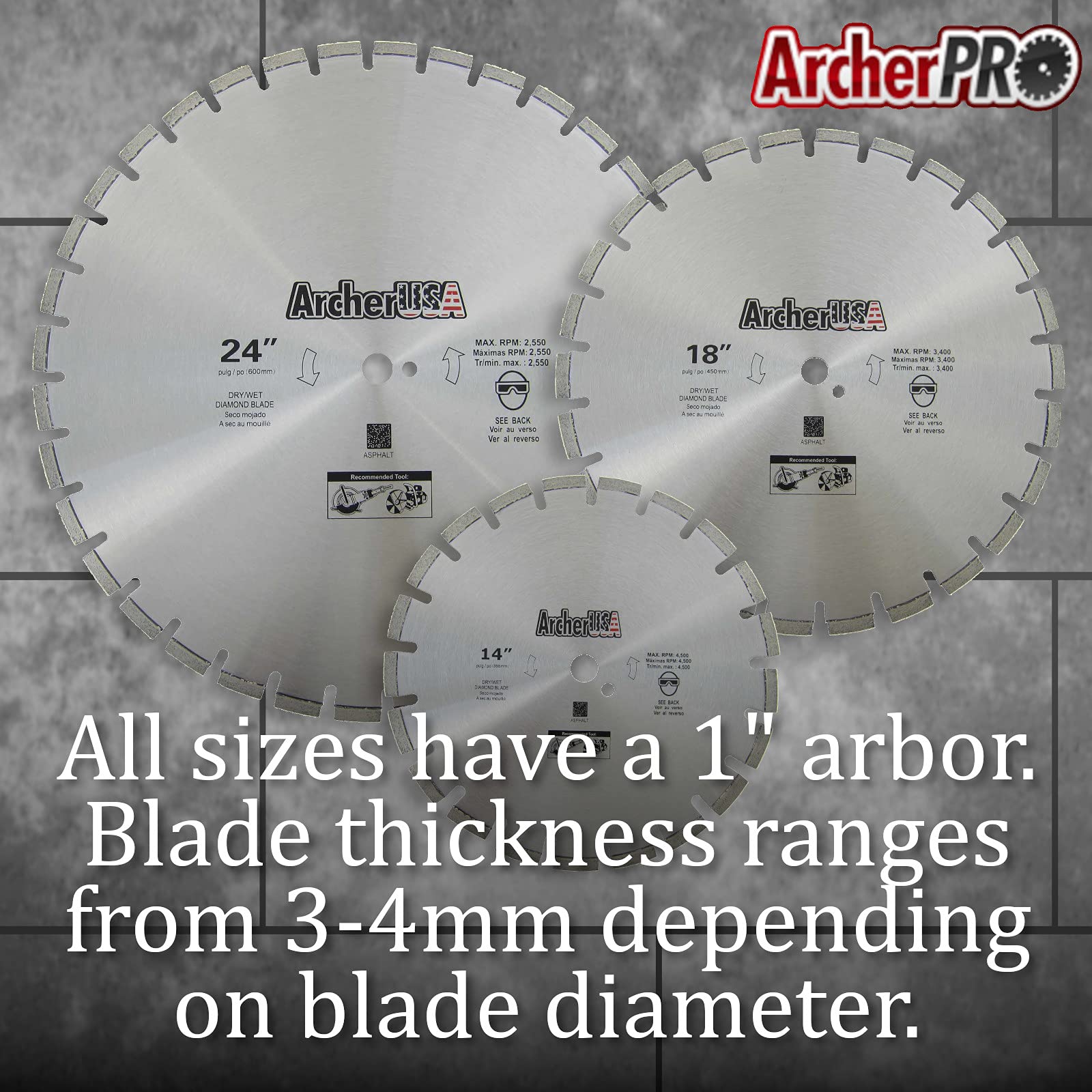 Archer Pro 16-Inch Diamond Saw Blade - Premium Asphalt & Green Concrete Cutting Disc - Ideal for Construction, Road Work & DIY Projects