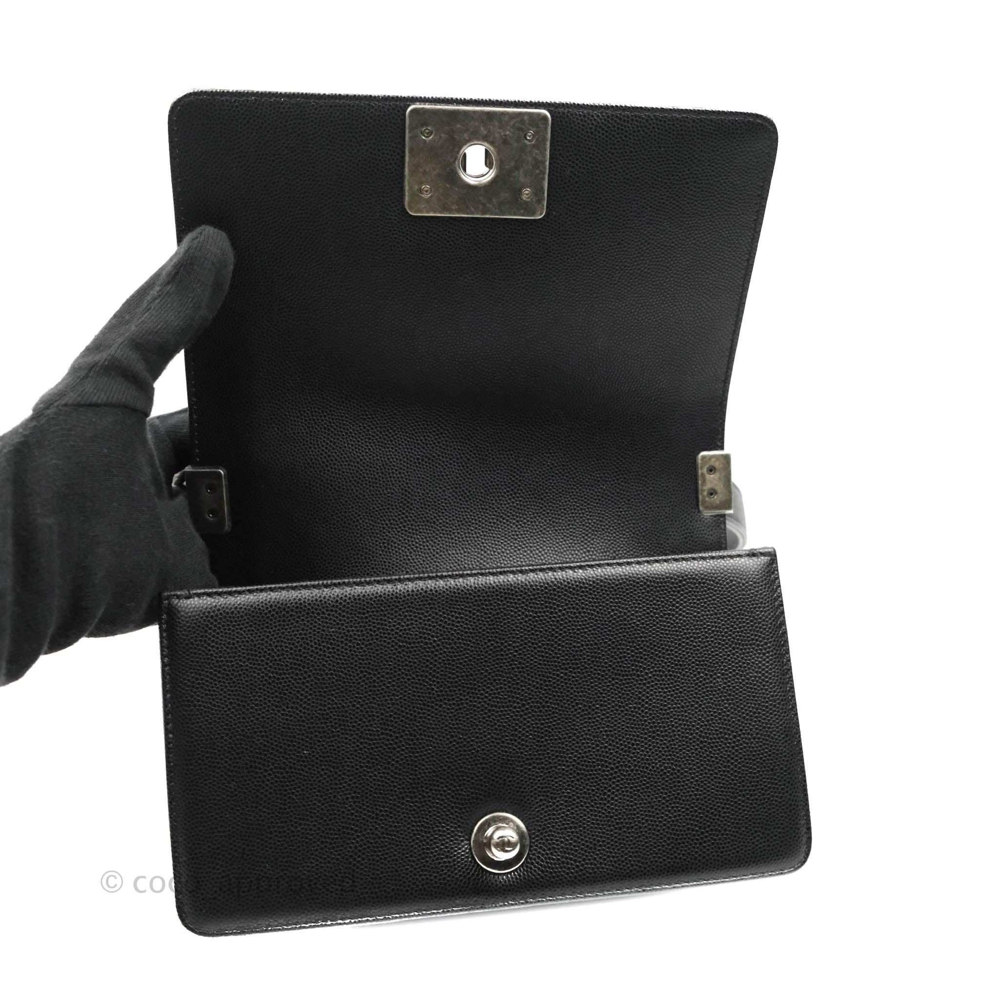 Chanel Boy Quilted Small Handbag Black Caviar Leather with Ruthenium Hardware - Perfect for Evening Events, Parties & Luxury Fashion Accessories
