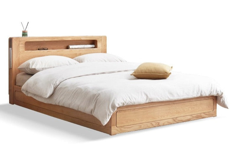 Premium Oak Solid Wood Luminous Box Bed - Durable Nightstand with Glow-in-the-Dark Features for Bedroom, Guest Room, and Kids Room Decor