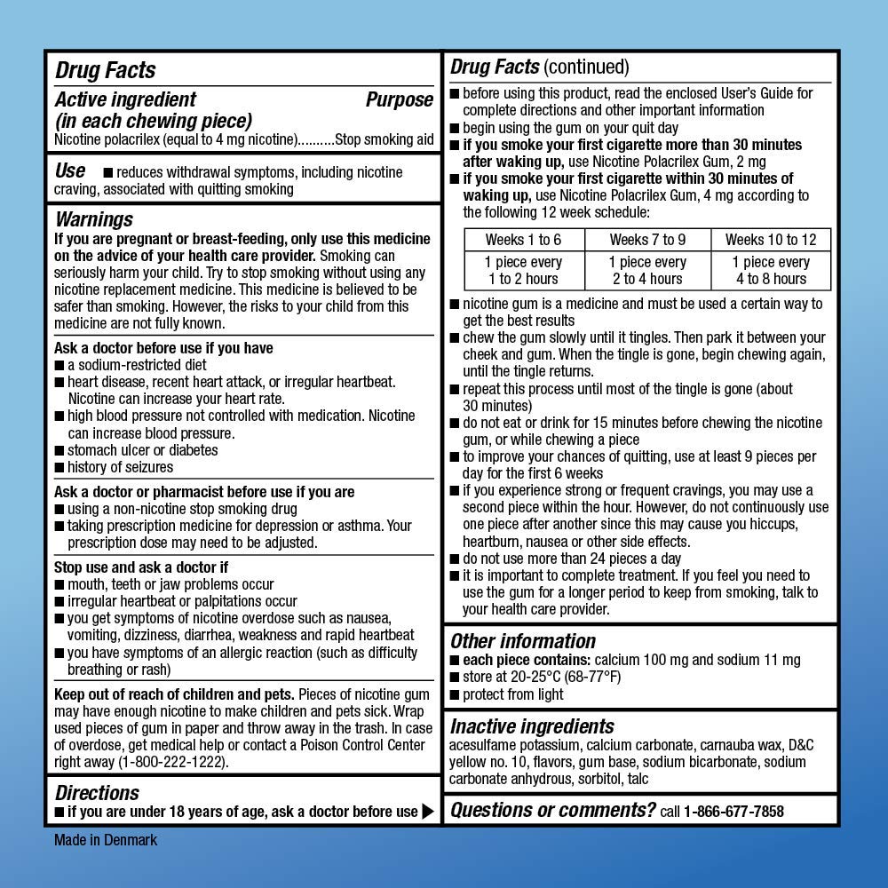 Amazon Basic Care Uncoated Nicotine Polacrilex Gum 4mg, Original Flavor - 220 Count Stop Smoking Aid for Craving Relief | Helps Quit Smoking, Freshens Breath & Reduces Stress at Work or Home