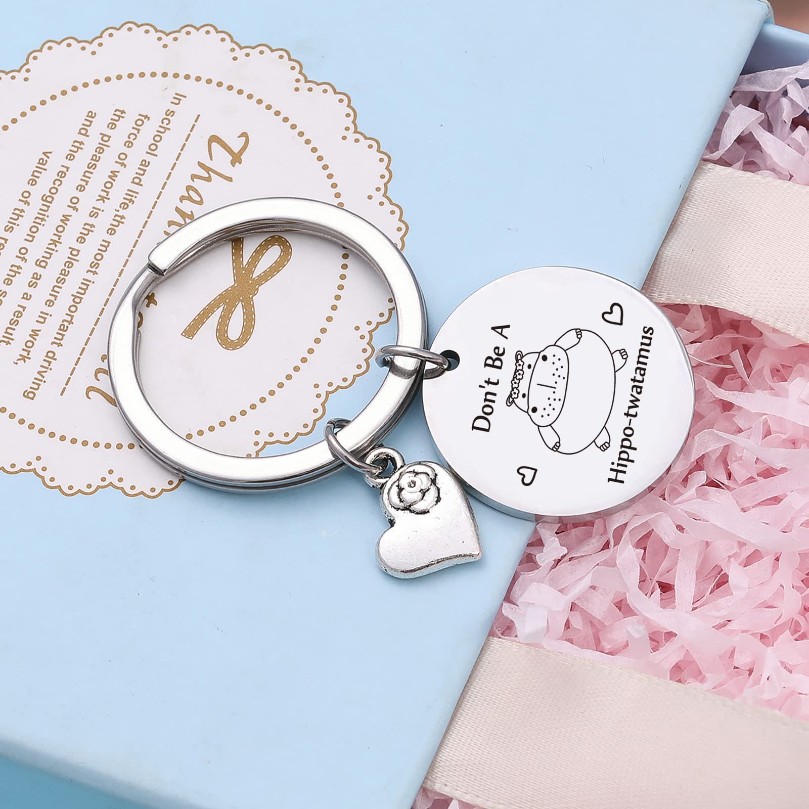 RSZOTW Hippo-Themed Charm Keychain - Cute Hippopotamus Jewelry Gift for Animal Lovers - Perfect for Keyrings, Bags & Gifts