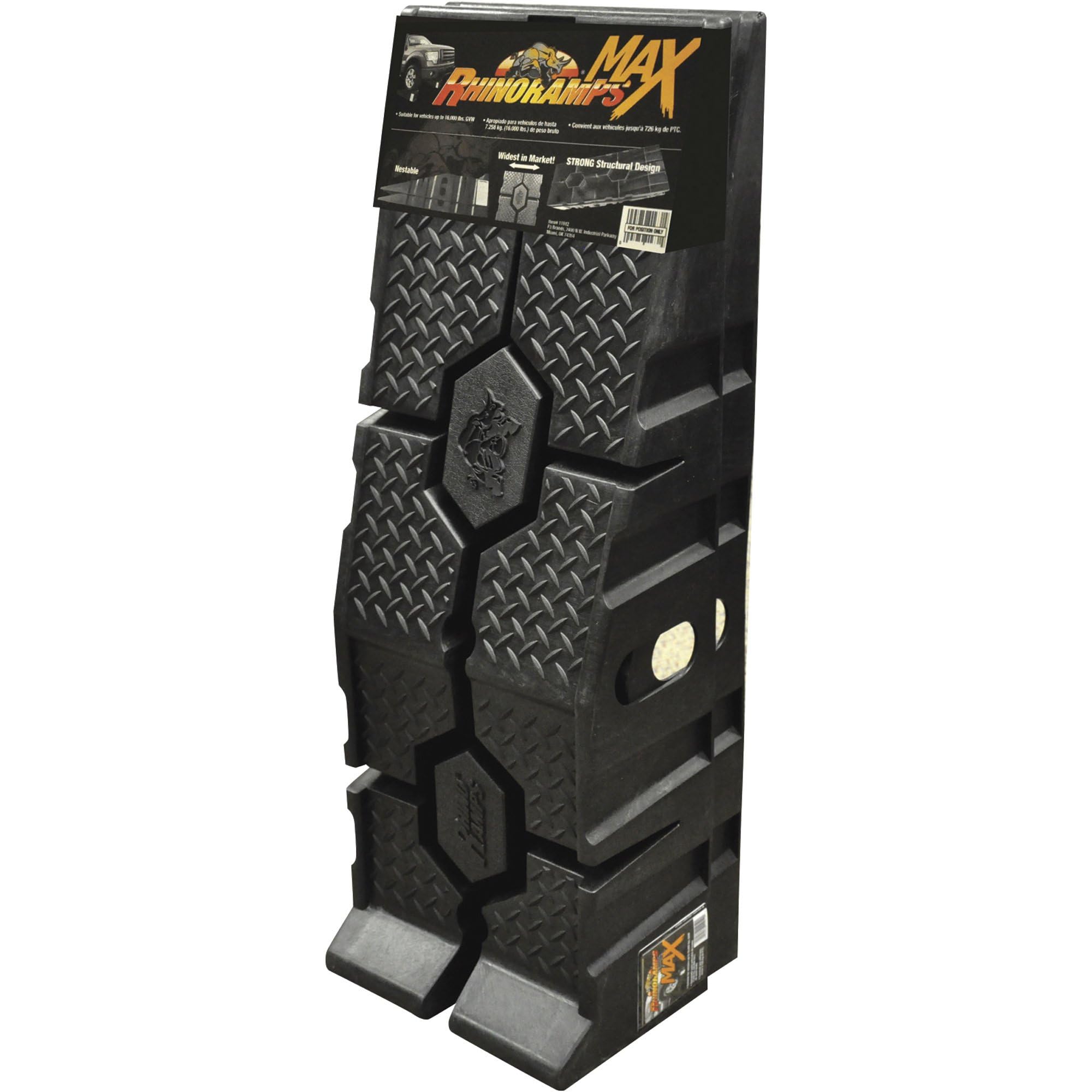 FloTool 11912 RhinoRamps MAX Vehicle Ramps - Heavy Duty 16,000lb Capacity Car Ramps Set of 2 for Truck, SUV & ATV Maintenance - Perfect for Oil Changes, Tire Rotations & DIY Auto Repairs