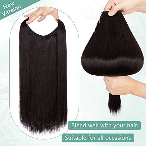 Premium Curly Synthetic Invisible Wire Hair Extensions - Seamless Clip-In Extensions for Volume & Length - Perfect for Parties, Weddings & Everyday Styling