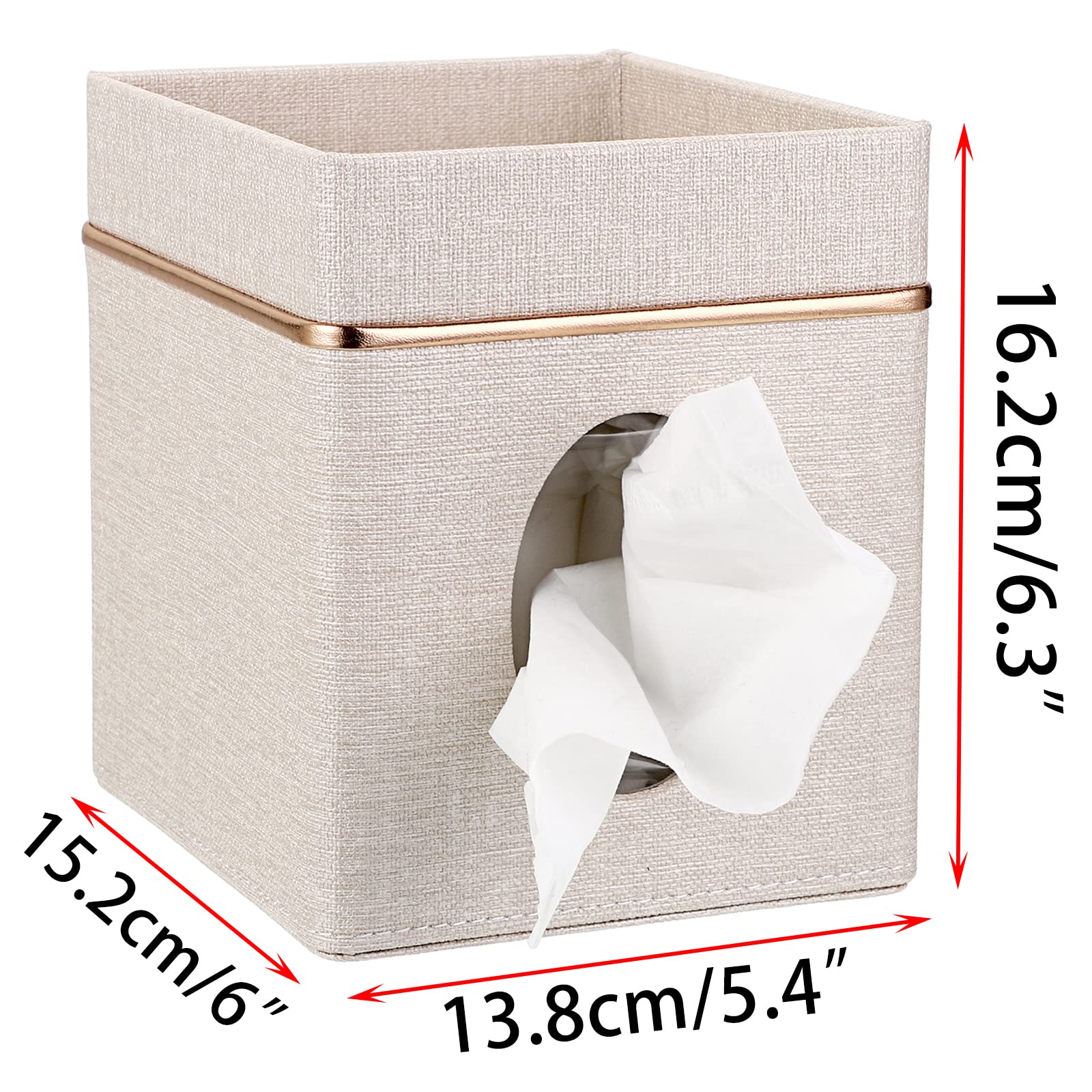 Sumnacon Linen Square Tissue Box Cover - Decorative Fabric Tissue Box Holder with Tray, Stylish Beige Tissue Box Organizer for Bathroom Vanity, Office Desk, Restaurant & Home Decor | Perfect for Living Room, Bedroom and Guest Room