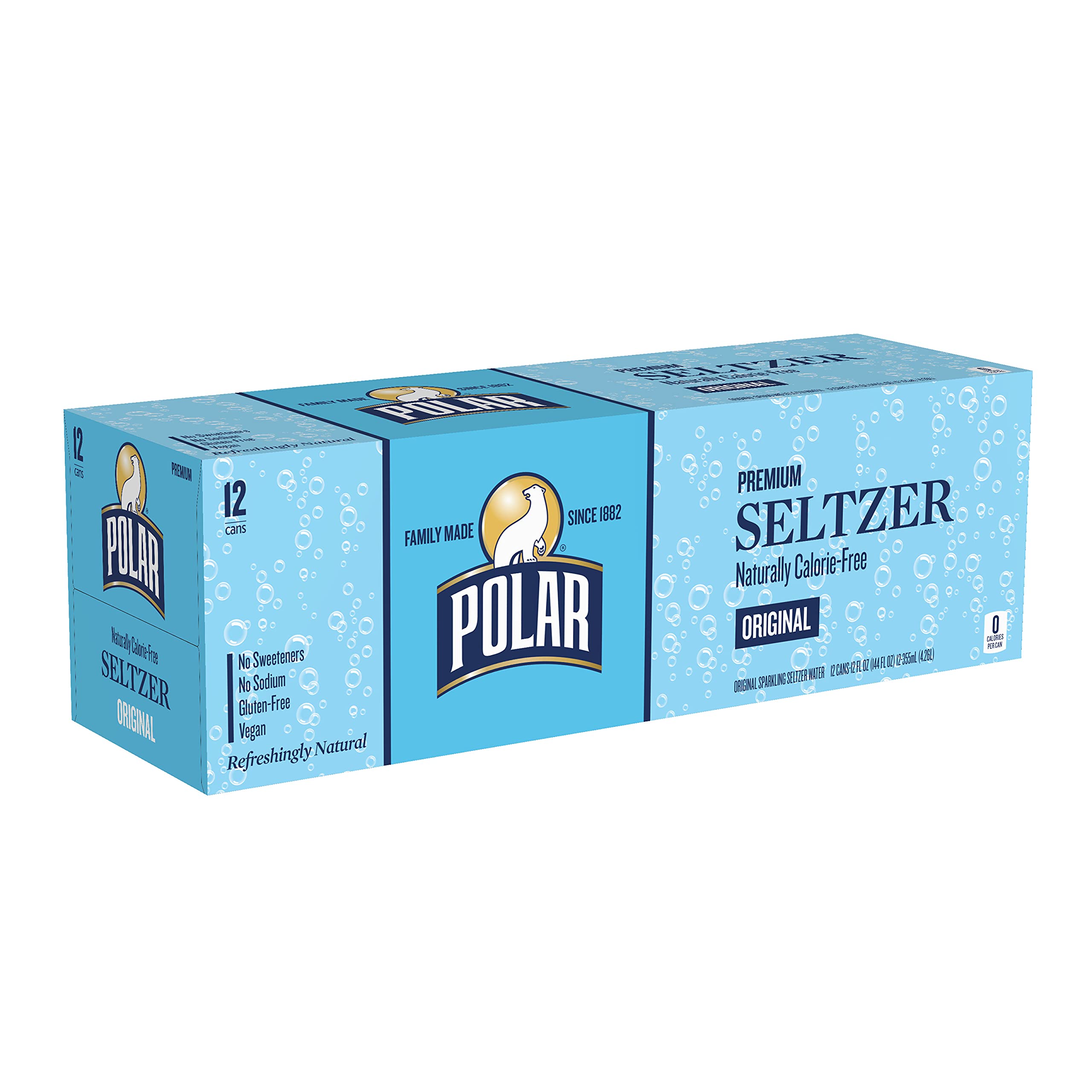 Polar Beverages Original Seltzer Water - 12 fl oz Cans (12 Pack) | Refreshing Sparkling Water for Hydration, Parties & Healthy Lifestyle