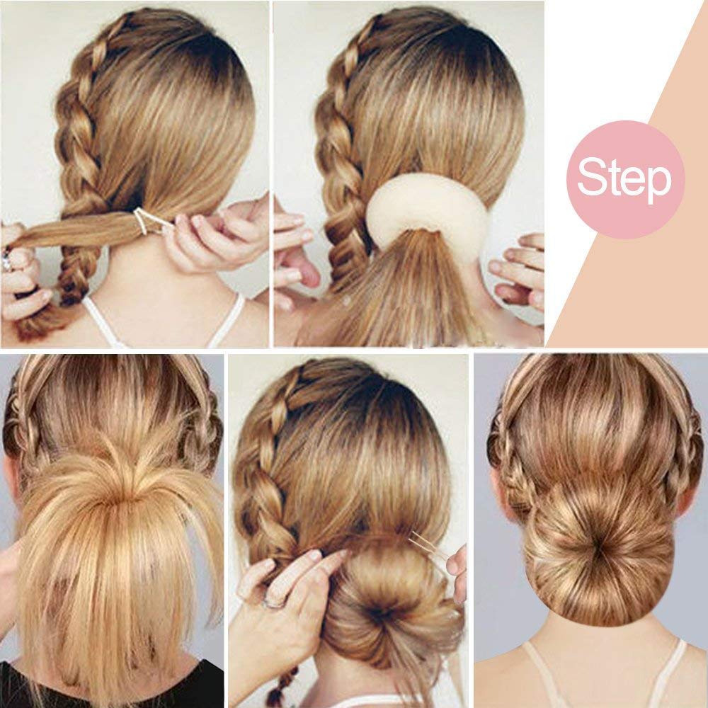 Blonde Hair Bun Maker Kit - Large, Medium & Small Donut Bun Insert for Women & Girls - DIY Hair Styling Accessories for Parties, Weddings & Everyday Hairstyles
