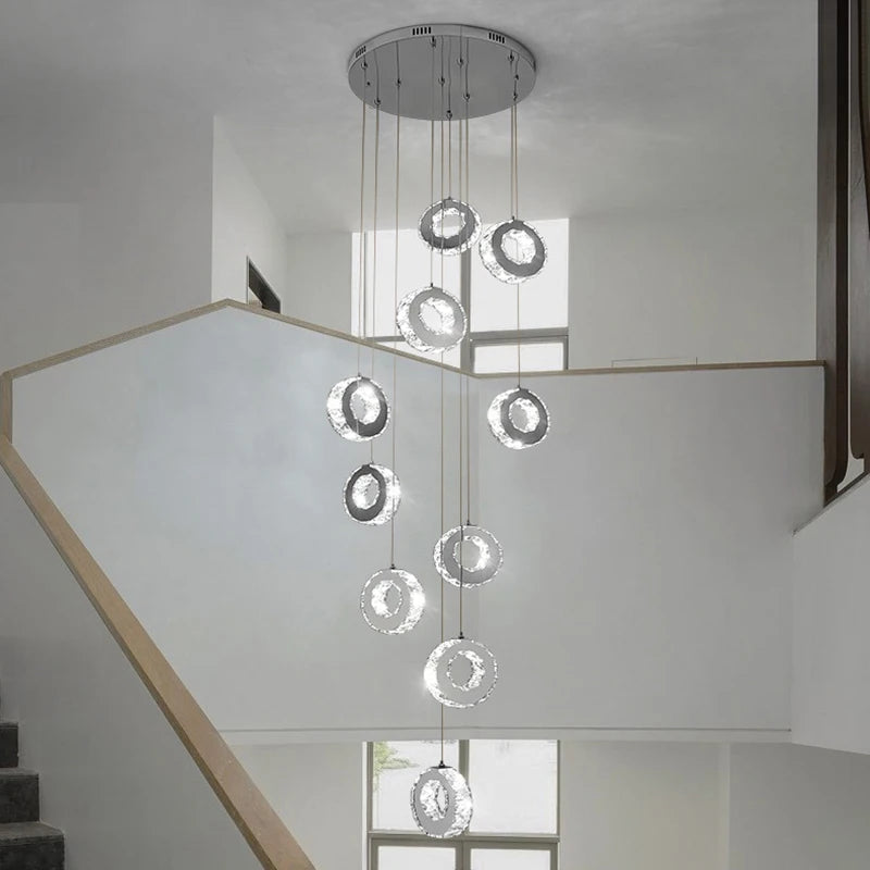 Luxury Gold Crystal Spiral Chandelier - Elegant Ceiling Light Fixture for Staircase, Foyer, Entryway & Grand Hallway - Perfect for Modern Home Decor & Wedding Venue Lighting