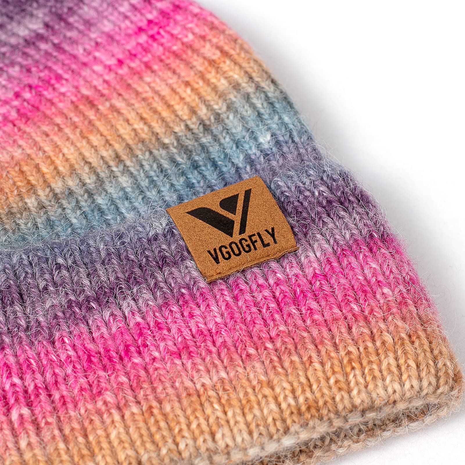 Vgogfly Slouchy Knit Skull Cap - Warm Winter Beanie Hat for Men & Women - Striped & Plain Cuffed Design - Perfect for Skiing, Snowboarding & Cold Weather Activities