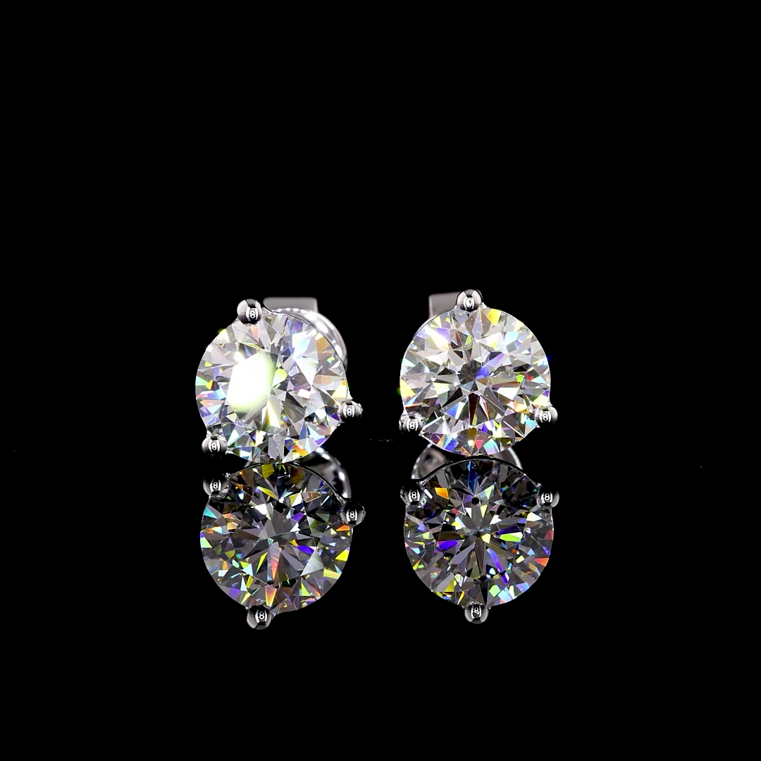 2.07 Carat Lab Grown Round E VVS1 Diamond 14K White Gold Martini Stud Earrings for Women - Perfect for Weddings, Anniversaries & Special Occasions