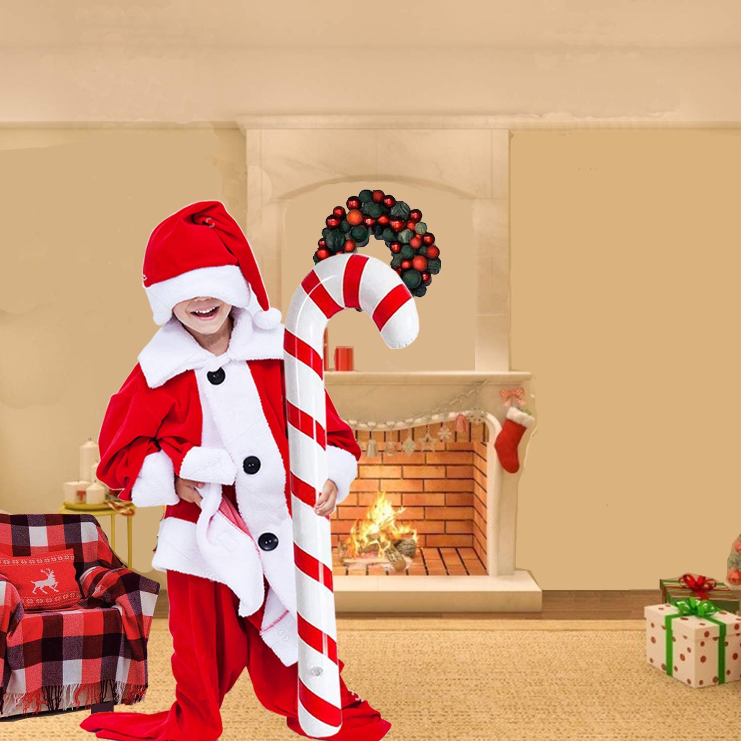 6-Pack Christmas Inflatable Candy Canes Decorations - Indoor/Outdoor Holiday Party Decor, Candy Cane Balloons for Xmas Tree, Yard, Home & Office Festive Decorating