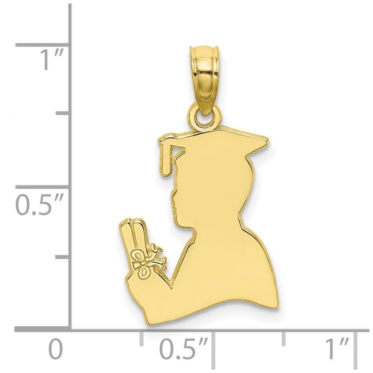 10K Gold Graduation Charm Pendant Necklace for Men & Women - High Polish Diploma Profile Bead Charm (20.3x12.6mm) - Perfect Gift for Graduation Ceremony & Academic Achievements