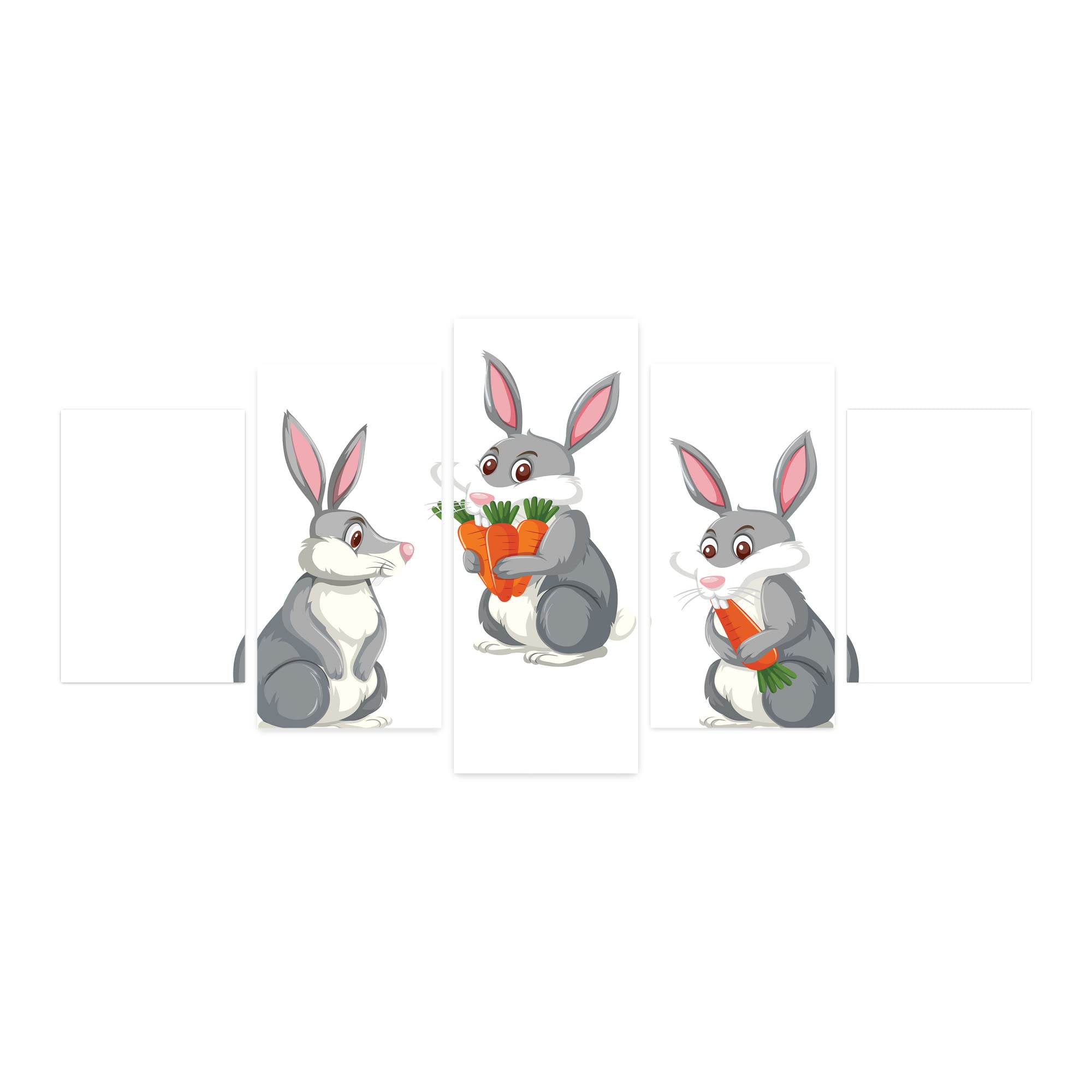 Ambesonne Easter Bunny 5-Panel Acrylic Glass Wall Art - Funny Cartoon Rabbit Decor for Holiday - 60