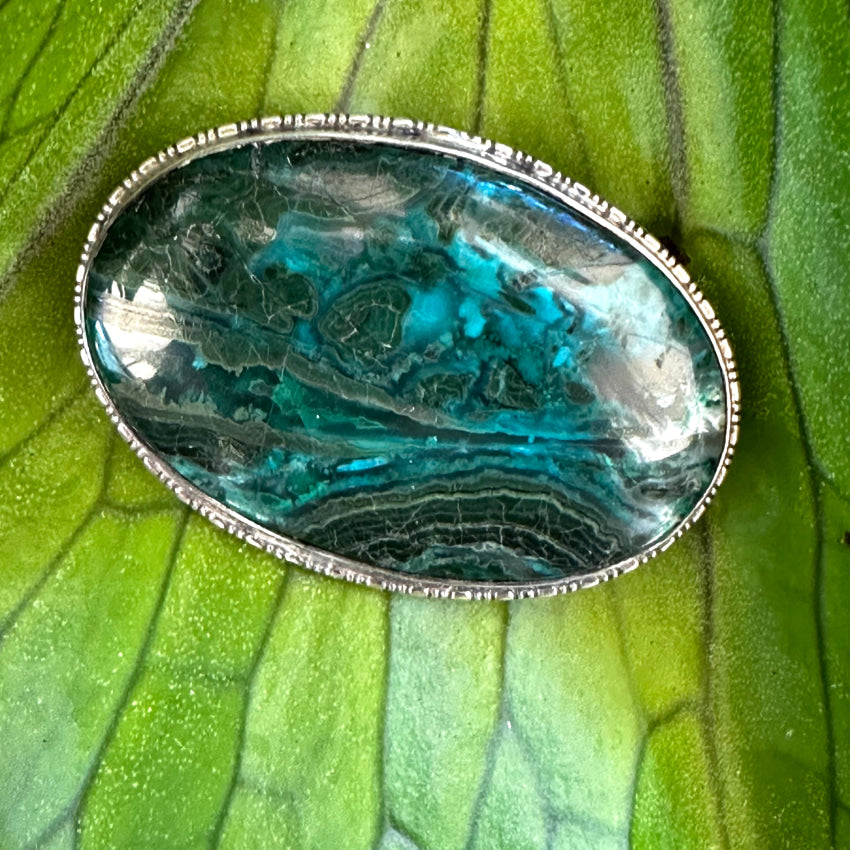 Vintage Navajo Large Oval Brooch Pin - Handmade Chrysocolla Malachite Jewelry for Women - Perfect for Weddings, Parties & Special Occasions