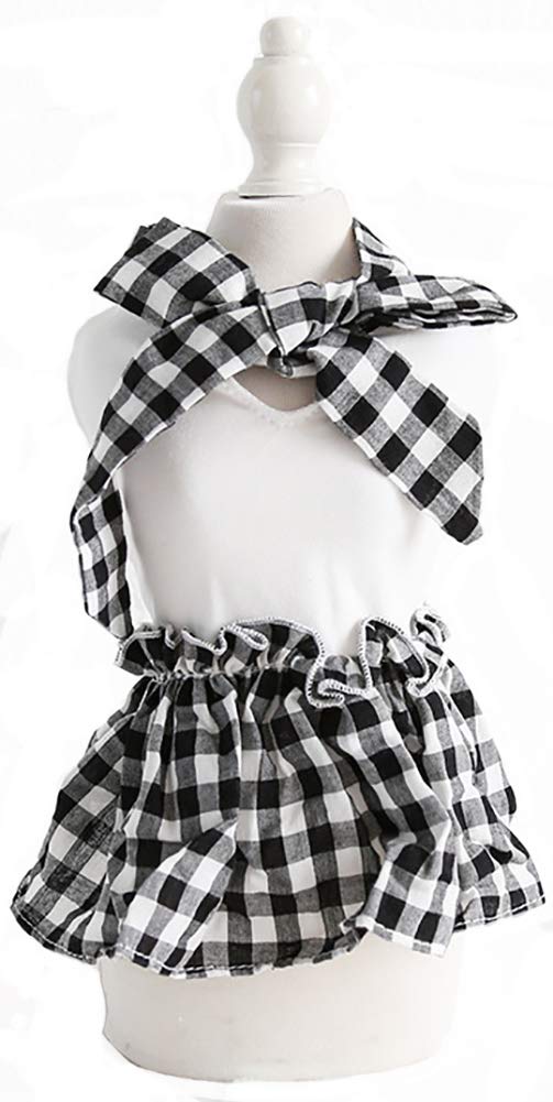 Elegant Princess Scottish Wind Lattice Dog Dress with Bowknot - Puppy Tutu Over-All Costume for Small & XS Dogs (Teddy, Pug, Chihuahua, Shih Tzu, Yorkshire Terrier) - Black XS | Perfect for Parties, Photo Shoots & Special Occasions
