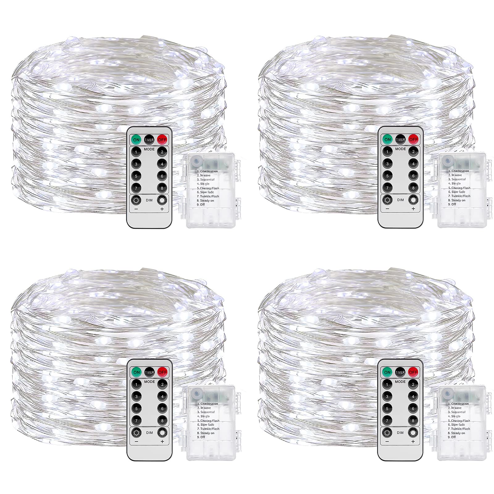 KPafory Fairy Lights Battery Operated - 2 Pack 20Ft 60LED Twinkle String Lights with Remote Control & Timer, Waterproof for Indoor Outdoor Decor - Perfect for Bedroom, Party, Wedding, Christmas, Garden, Patio and Home Decoration