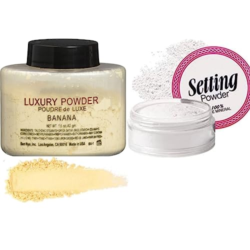 ORO MAC Professional Waterproof Compact Loose Face Powder - White & Banana Shades, Oil-Control Setting Powder for All Skin Types (Pack of 2) | Perfect for Daily Makeup, Photo Shoots & Long-Lasting Matte Finish