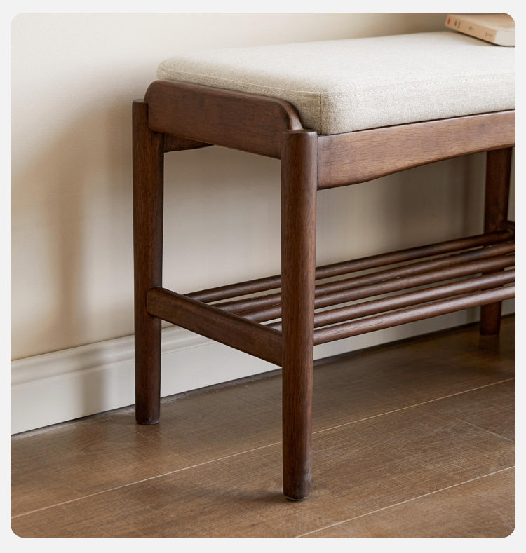 Solid Black Walnut Wood Shoe Bench - Durable Entryway Stool for Shoe Changing & Home Decor | Perfect for Hallway, Bedroom & Mudroom Organization