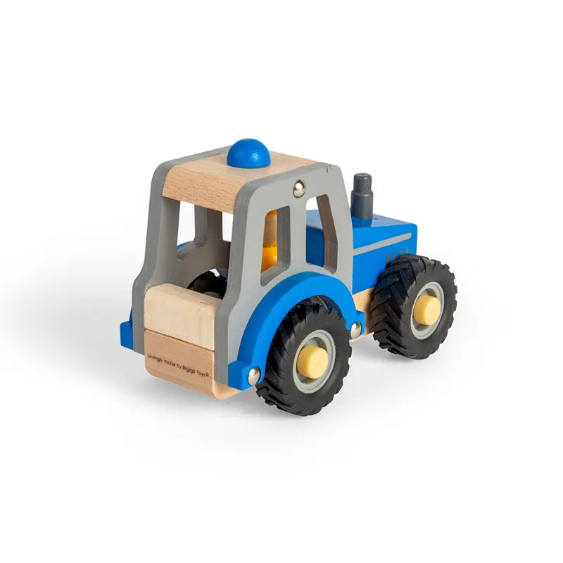 Wooden Blue Tractor Toy for Kids - Farm Vehicle Playset with Moving Parts - Perfect for Pretend Play, Learning & Outdoor Activities
