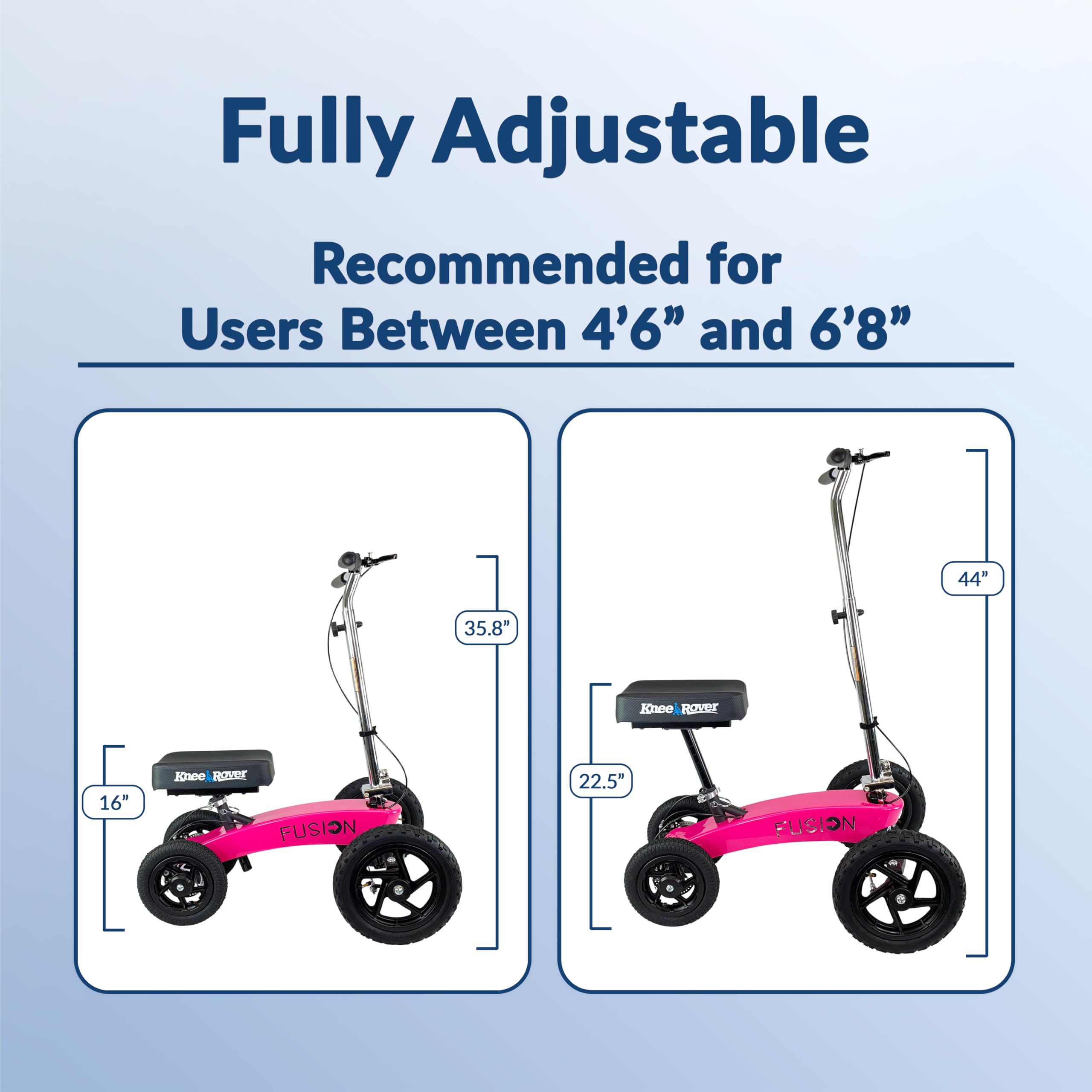 KneeRover All Terrain 4-Wheel Knee Scooter for Adults - Heavy Duty Knee Walker for Foot Surgery Recovery, Broken Ankle & Leg Injuries - Patented Steering Mobility Aid for Indoor/Outdoor Use